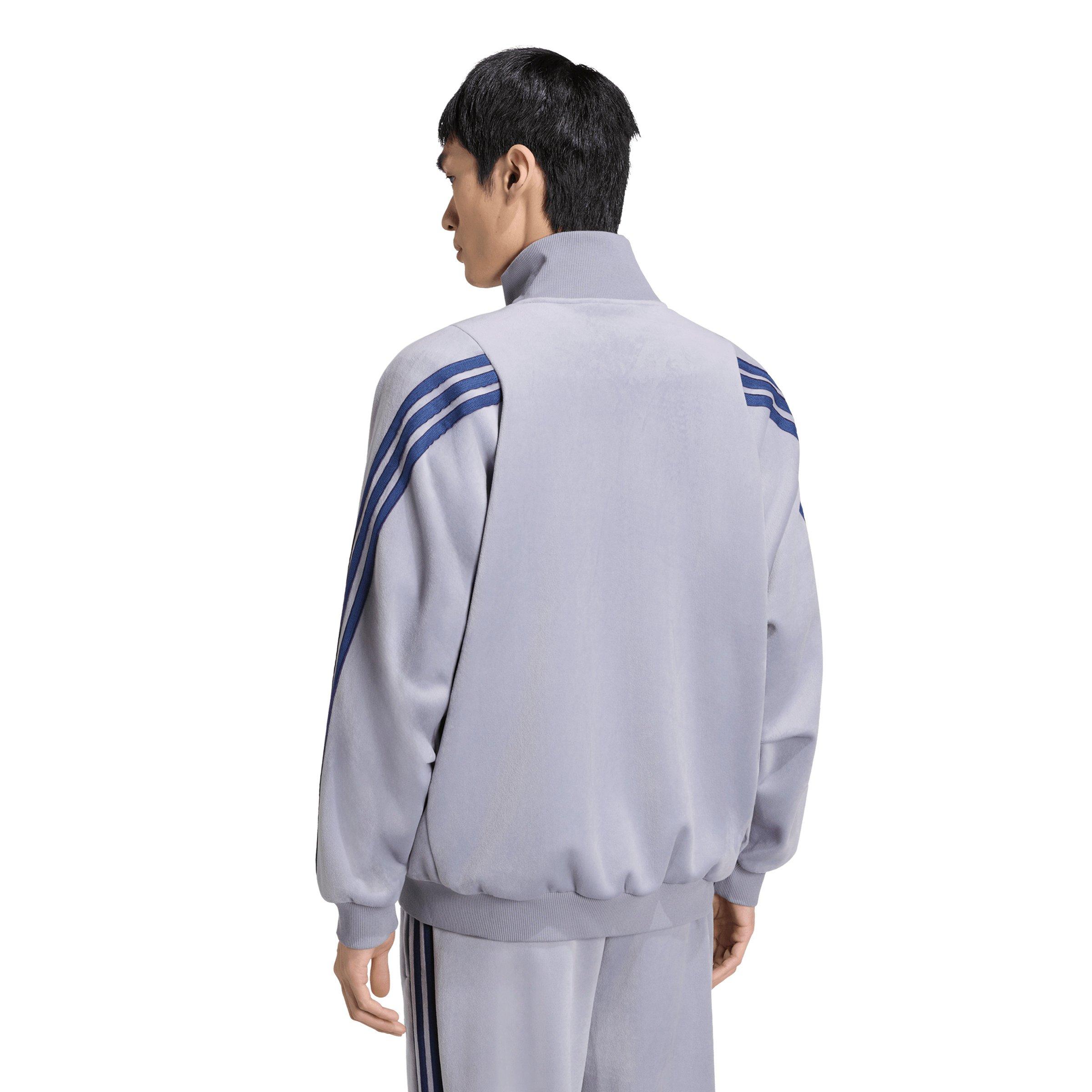 adidas Men's Stadium Loose Fit Velour Tracktop - Slate - SLATE