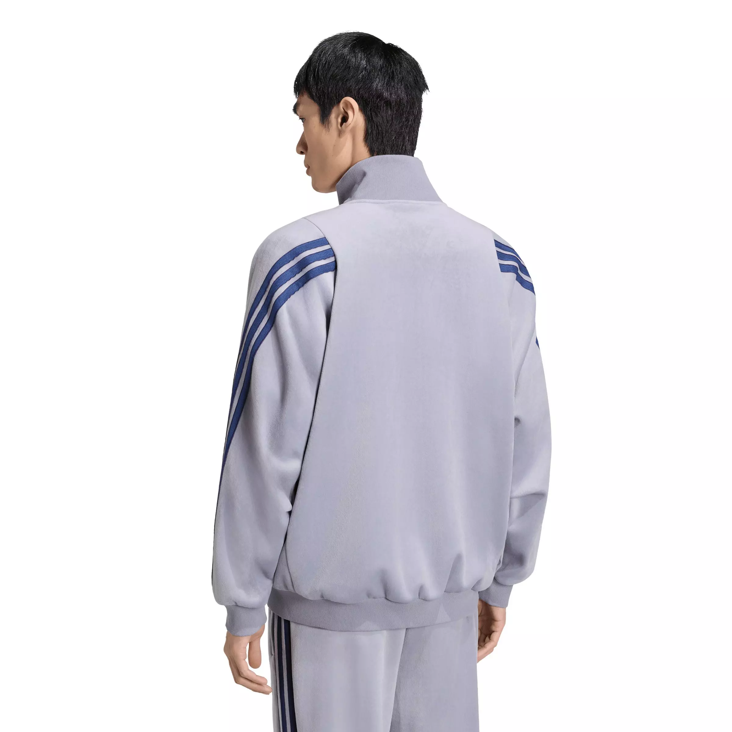 adidas Men's Stadium Loose Fit Velour Tracktop - Slate - SLATE