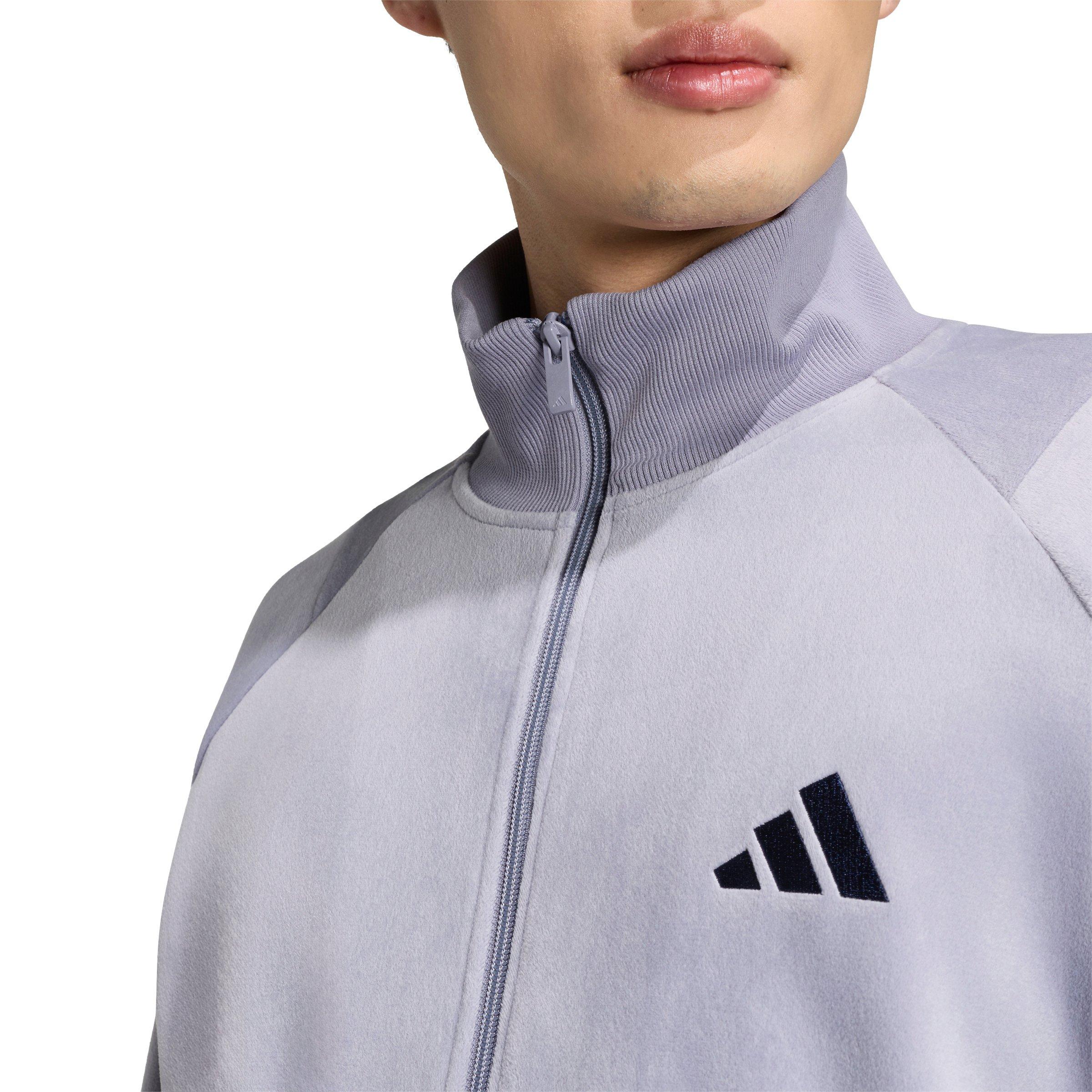 adidas Men's Stadium Loose Fit Velour Tracktop - Slate - SLATE
