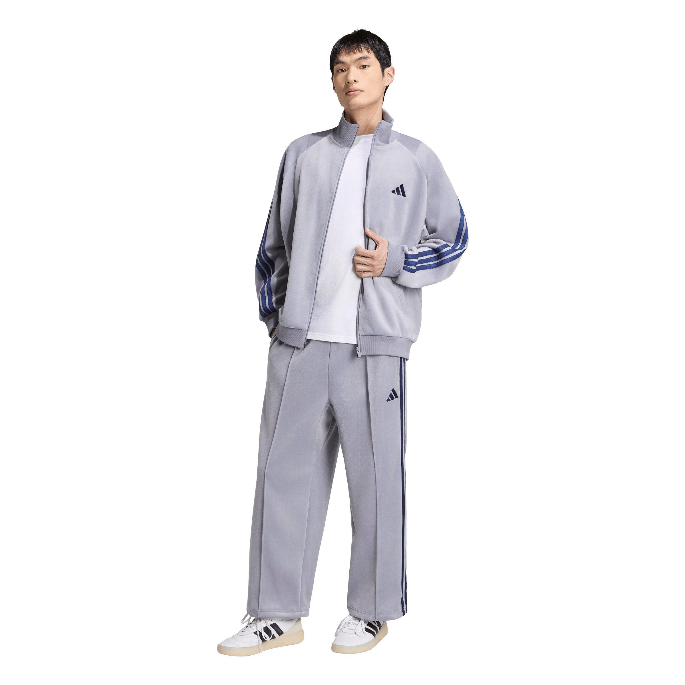 adidas Men's Stadium Loose Fit Velour Tracktop - Slate - SLATE
