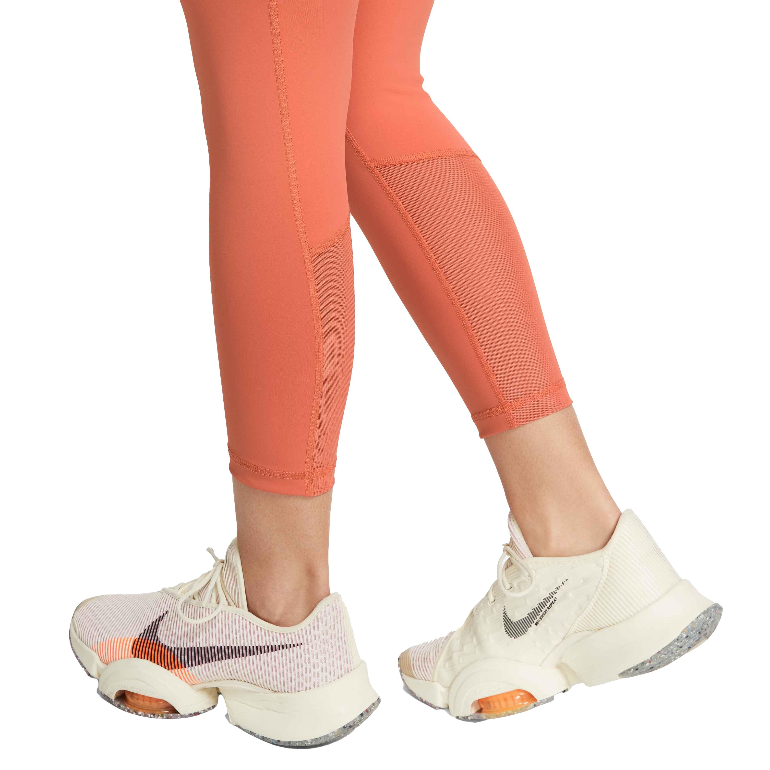 Nike Women's Pro 365 Tight Mid-Rise Crop Leggings - ORANGE Thumbnail View 5