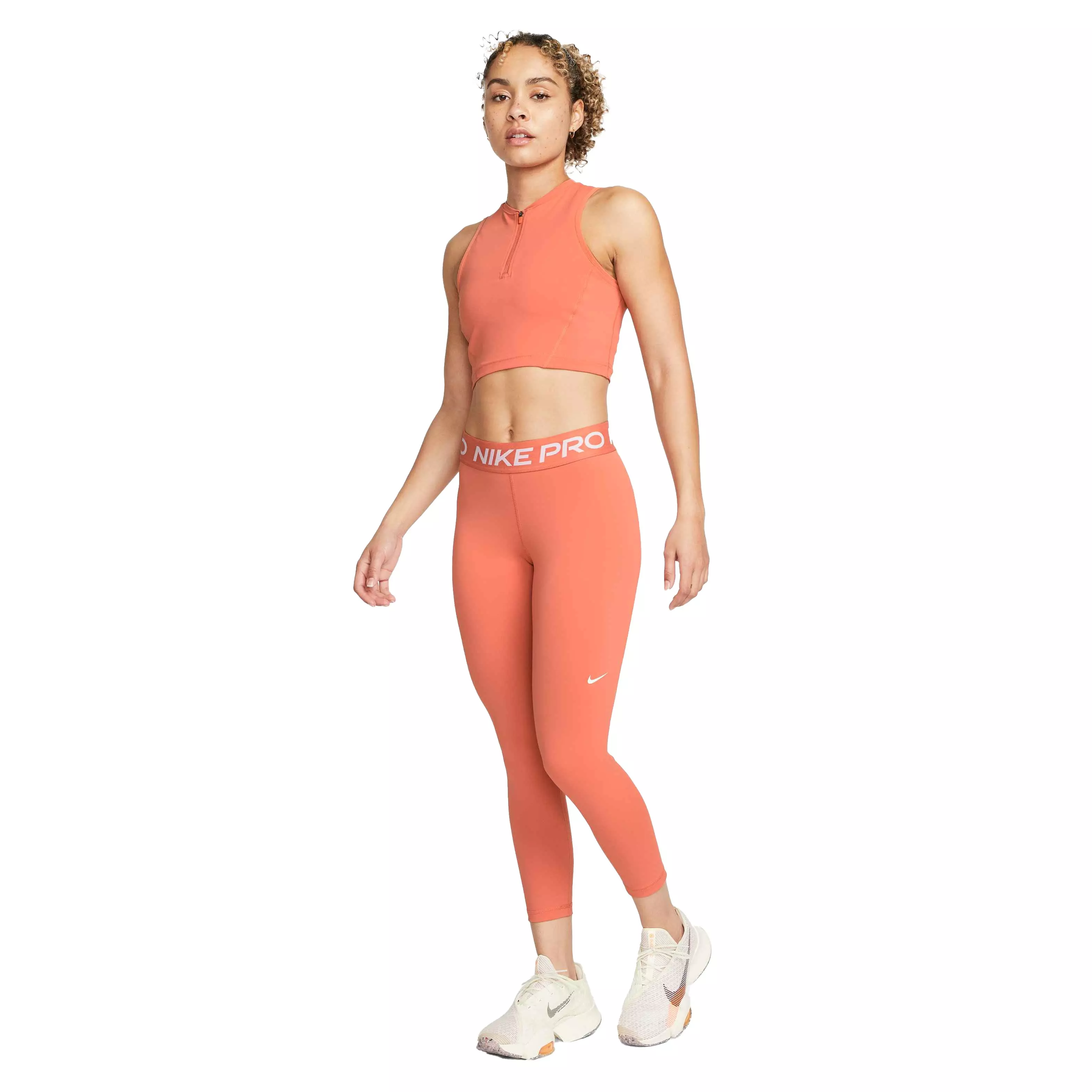 Nike Women's Pro 365 Tight Mid-Rise Crop Leggings - ORANGE