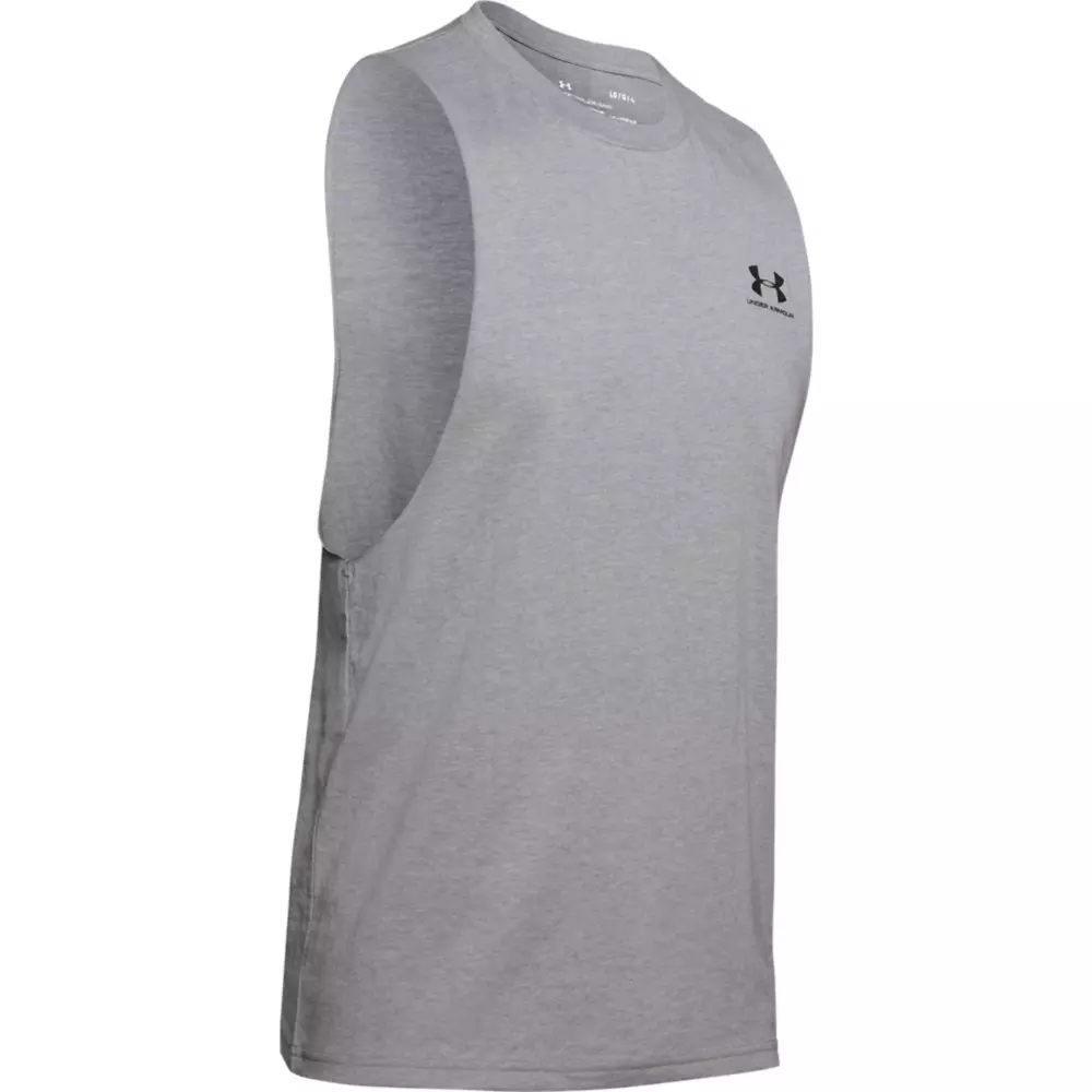 Under Armour Men's Sportstyle Left Chest Cut-Off T-Shirt - STEEL