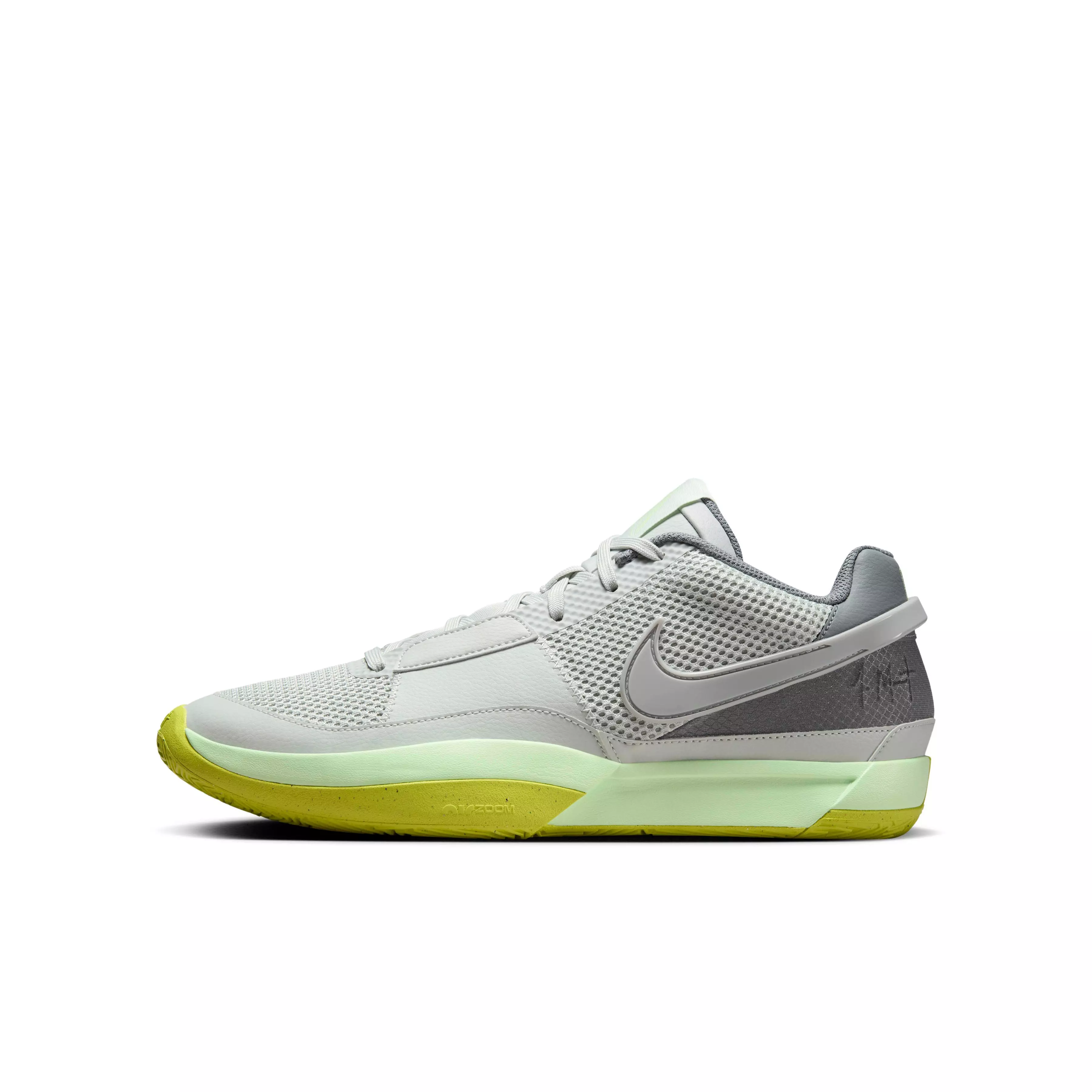 Nike Ja 1 "Light Silver/Cyber/Cool Grey/Granite" Grade School Boys' Basketball Shoe - LT SILVER/CYBER/GREY/GRANITE