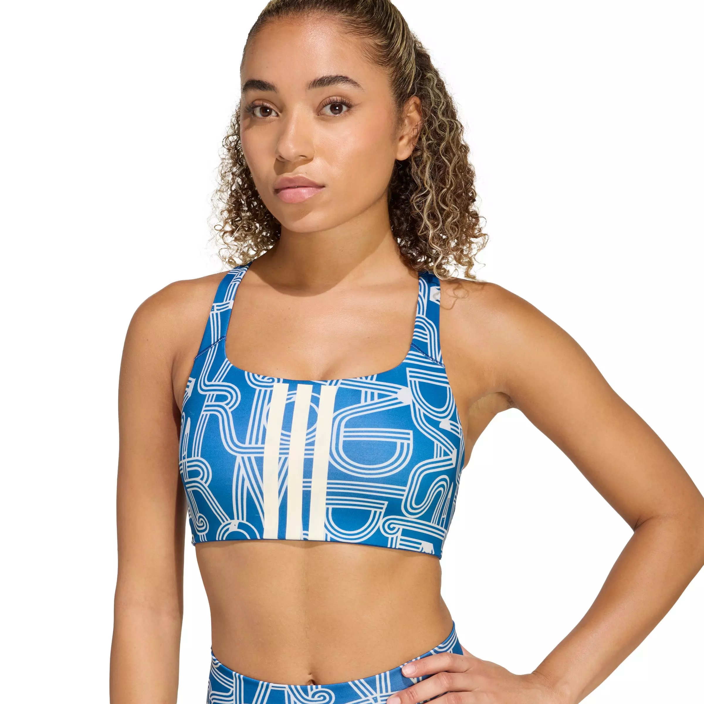 adidas x Farm Rio Women's Optime Medium Support Bra-Dark Blue - DK BLUE