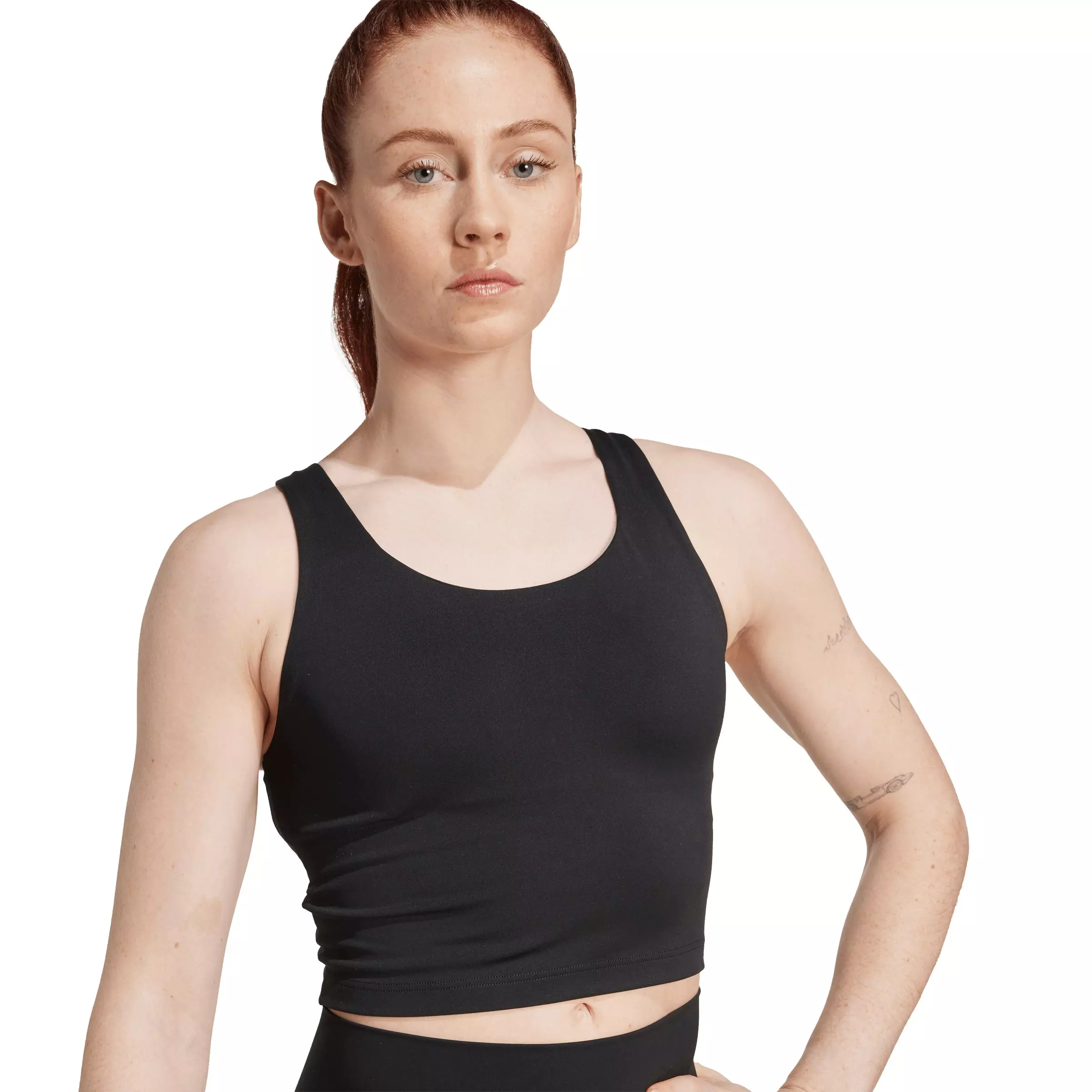 adidas Women's All Me Medium Support Bra Tank Top-Black - BLACK