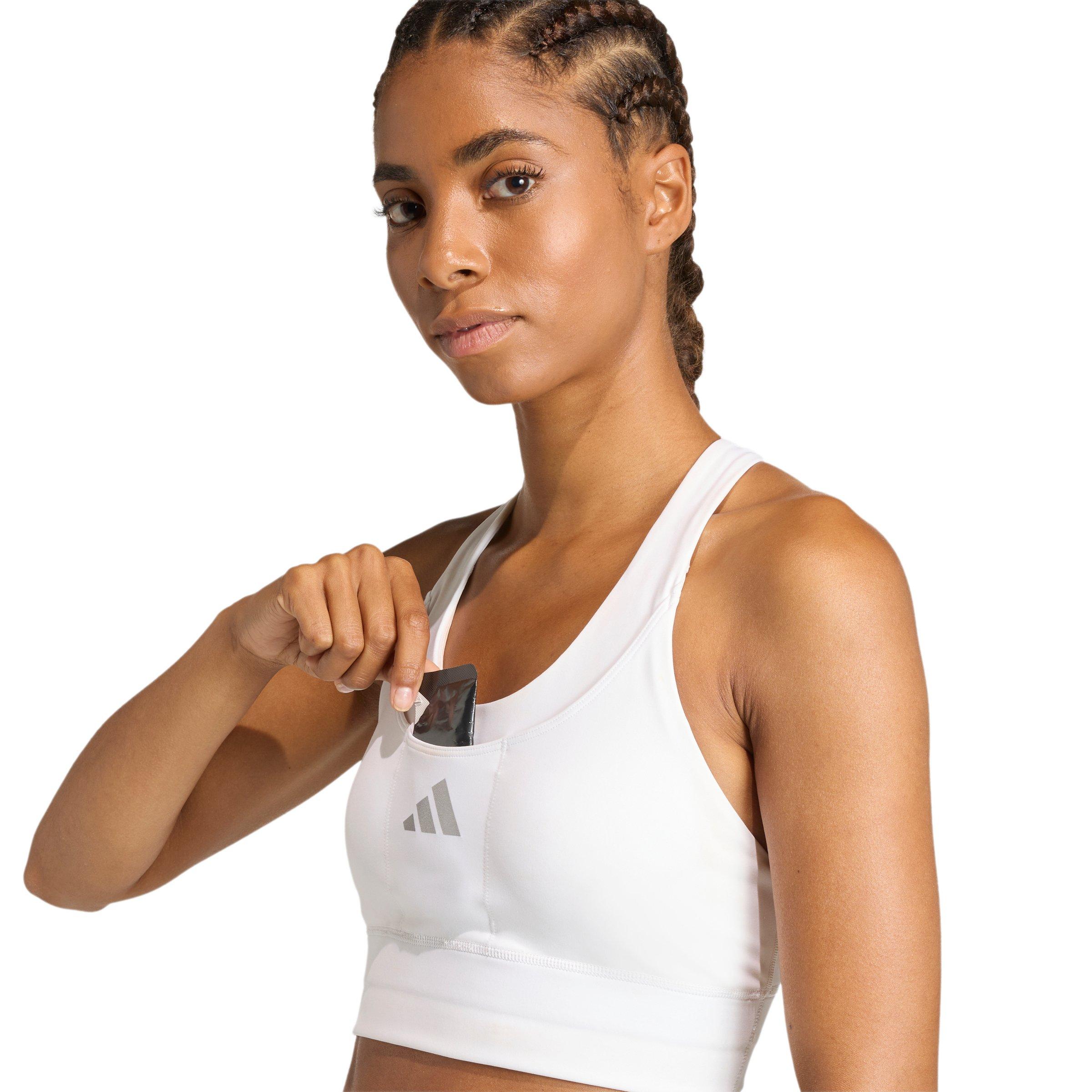 adidas Women's adi365 Running Pocket Medium Support Bra - White - WHITE Thumbnail View 3