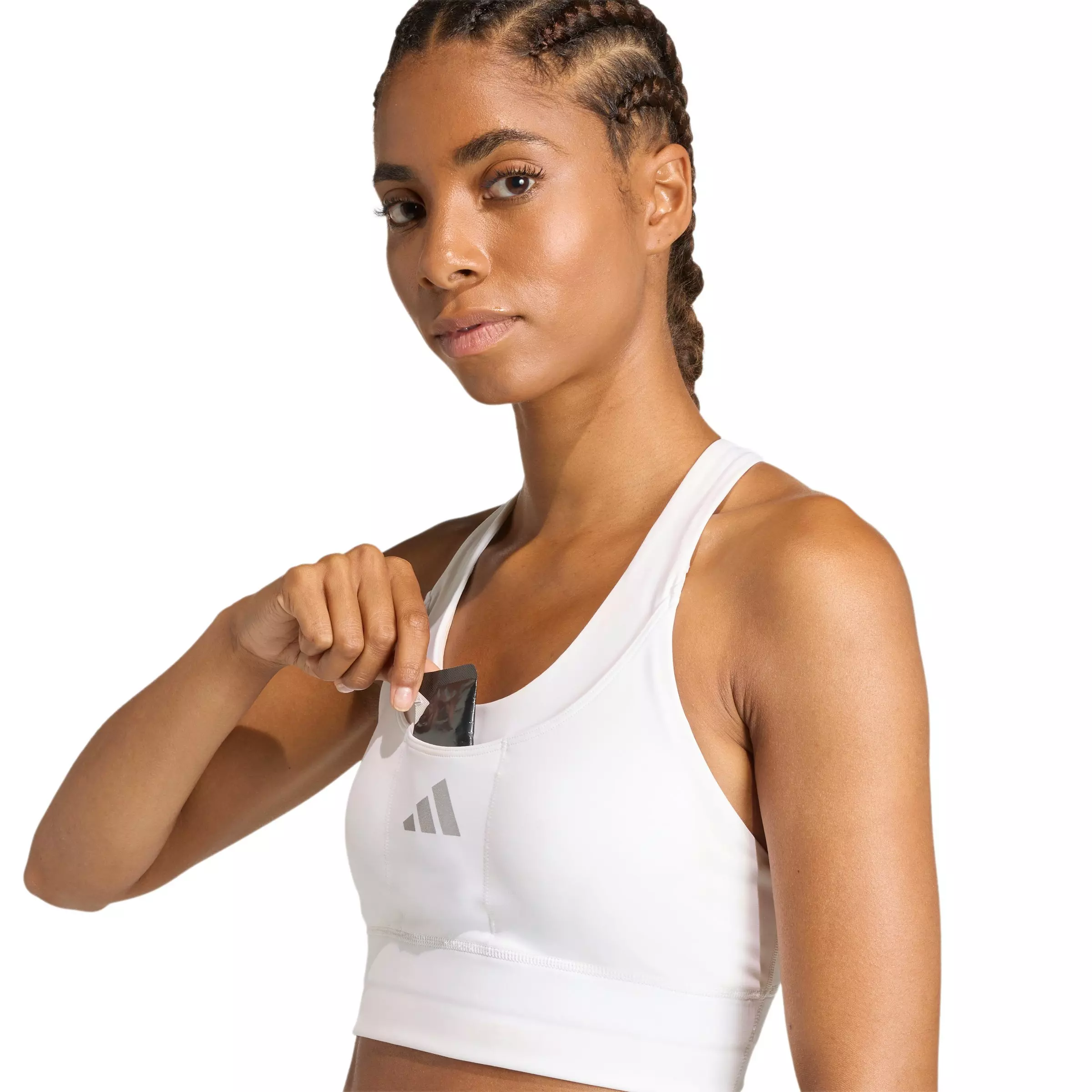 adidas Women's adi365 Running Pocket Medium Support Bra - White - WHITE