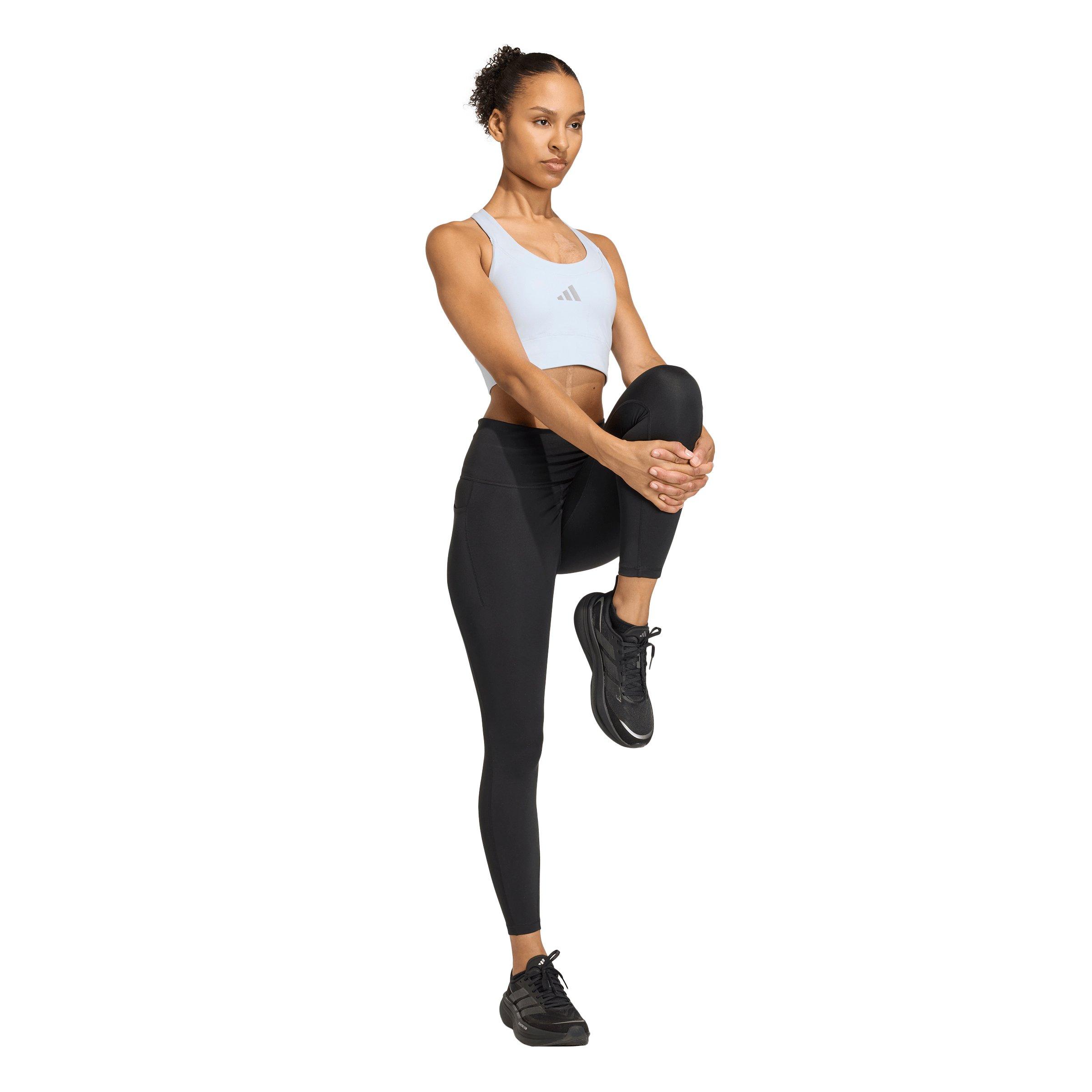 adidas Women's adi365 Running Pocket Medium Support Bra - Light Blue - LT BLUE Thumbnail View 4