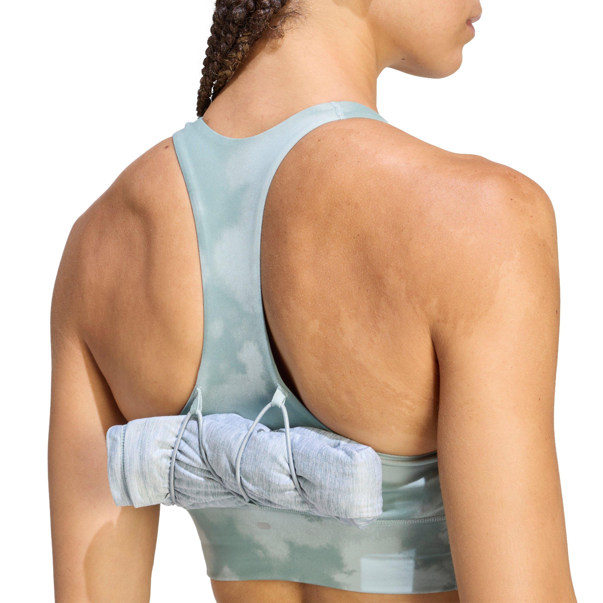 adidas Women's adi365 Running Pocket Graphic Medium Support Bra - Sage Green - SAGE GREEN Thumbnail View 3