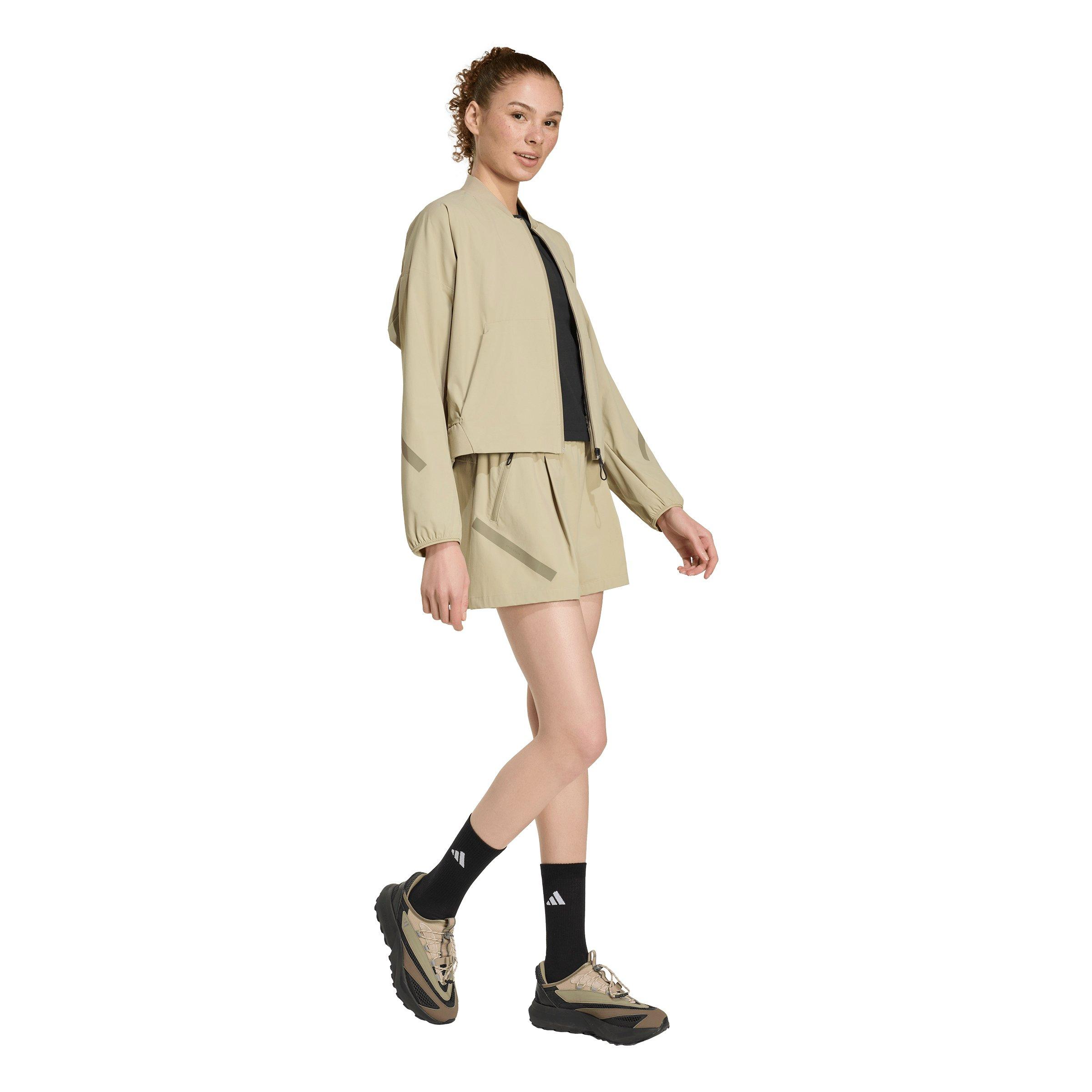 adidas Women's Z.N.E. Woven Shorts-Khaki - KHAKI Thumbnail View 5