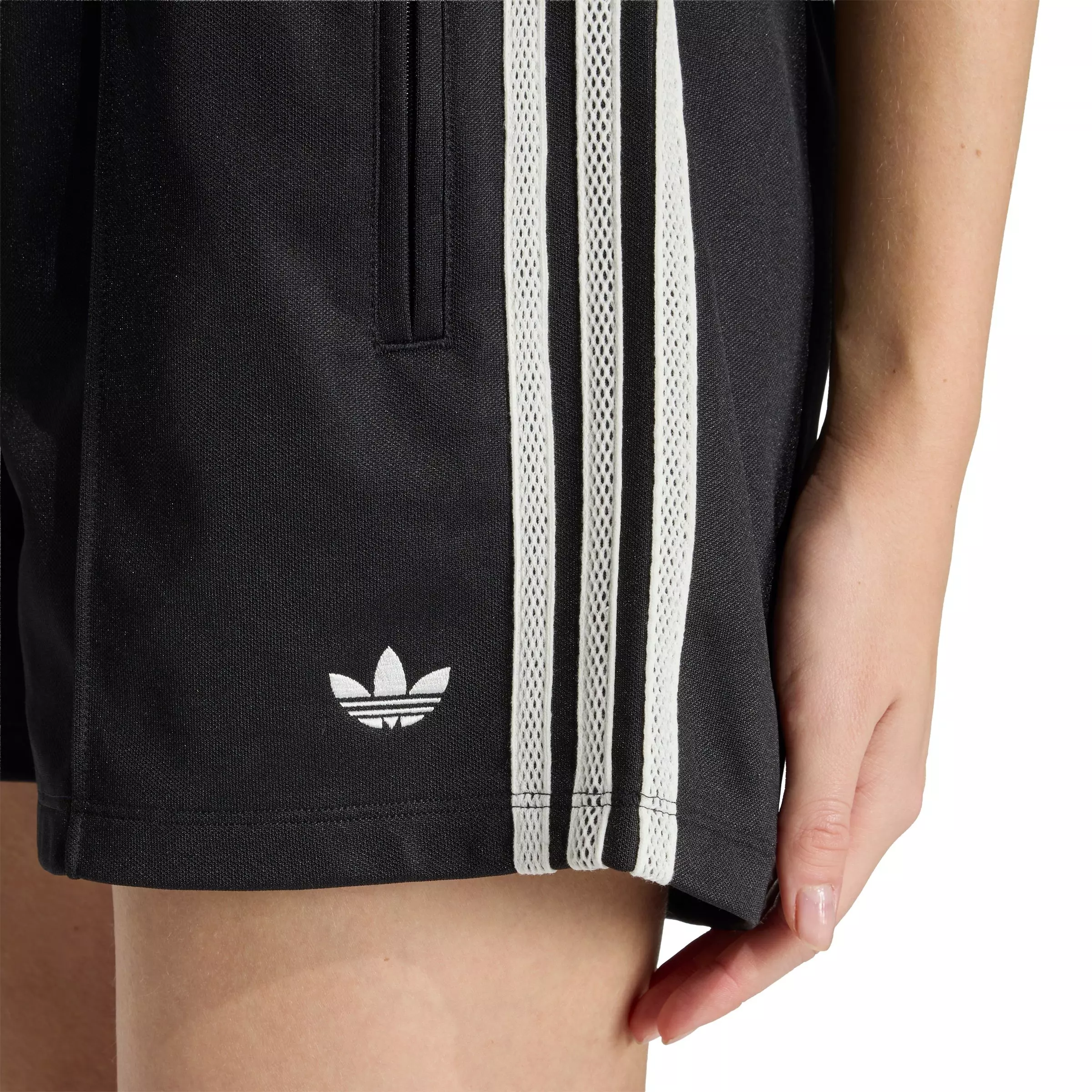 adidas Originals Women's Sprinter Shorts with Knitted Crochet Details-Black - BLACK