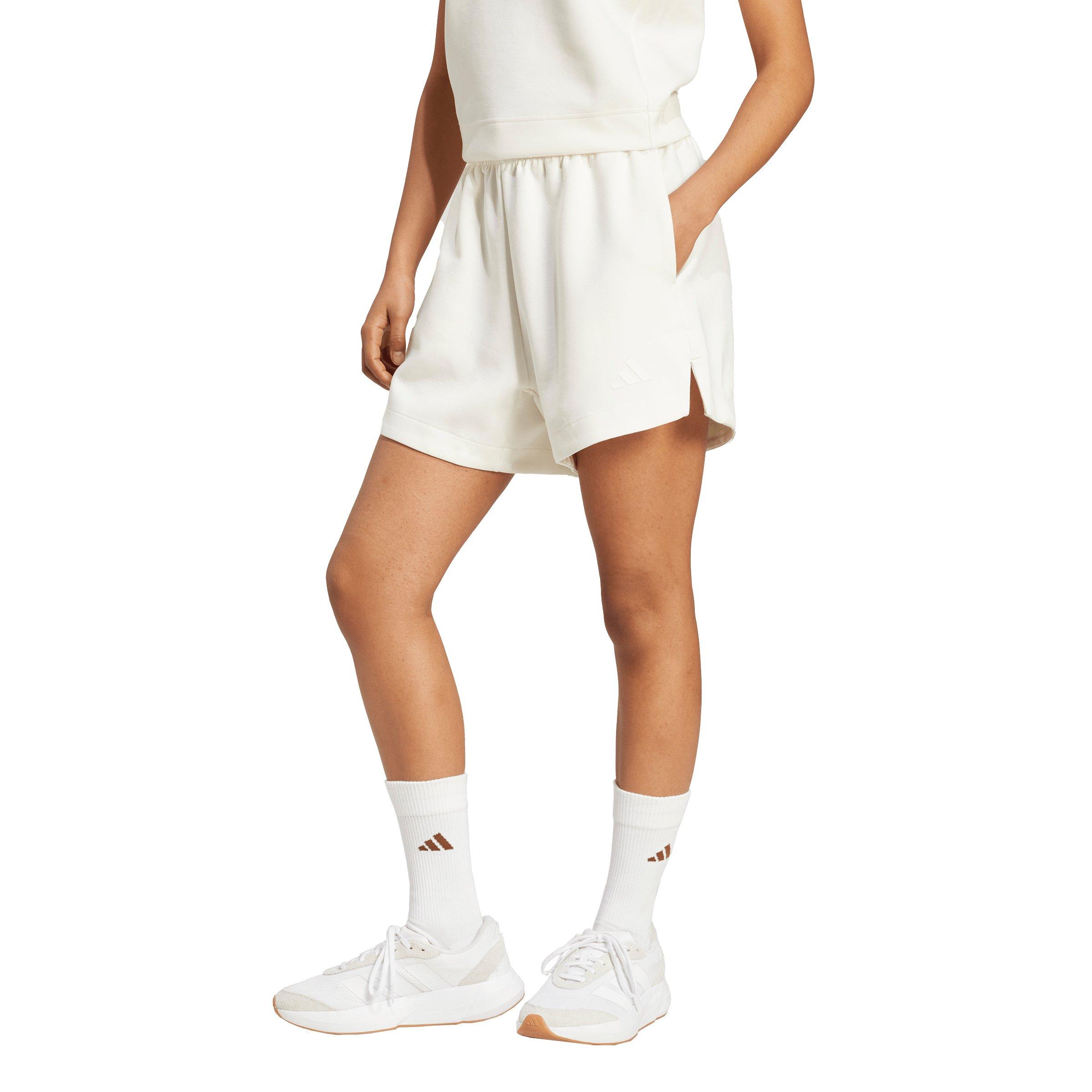 adidas Women's Soft Lux Loose Shorts - Off White - OFF-WHITE Thumbnail View 1