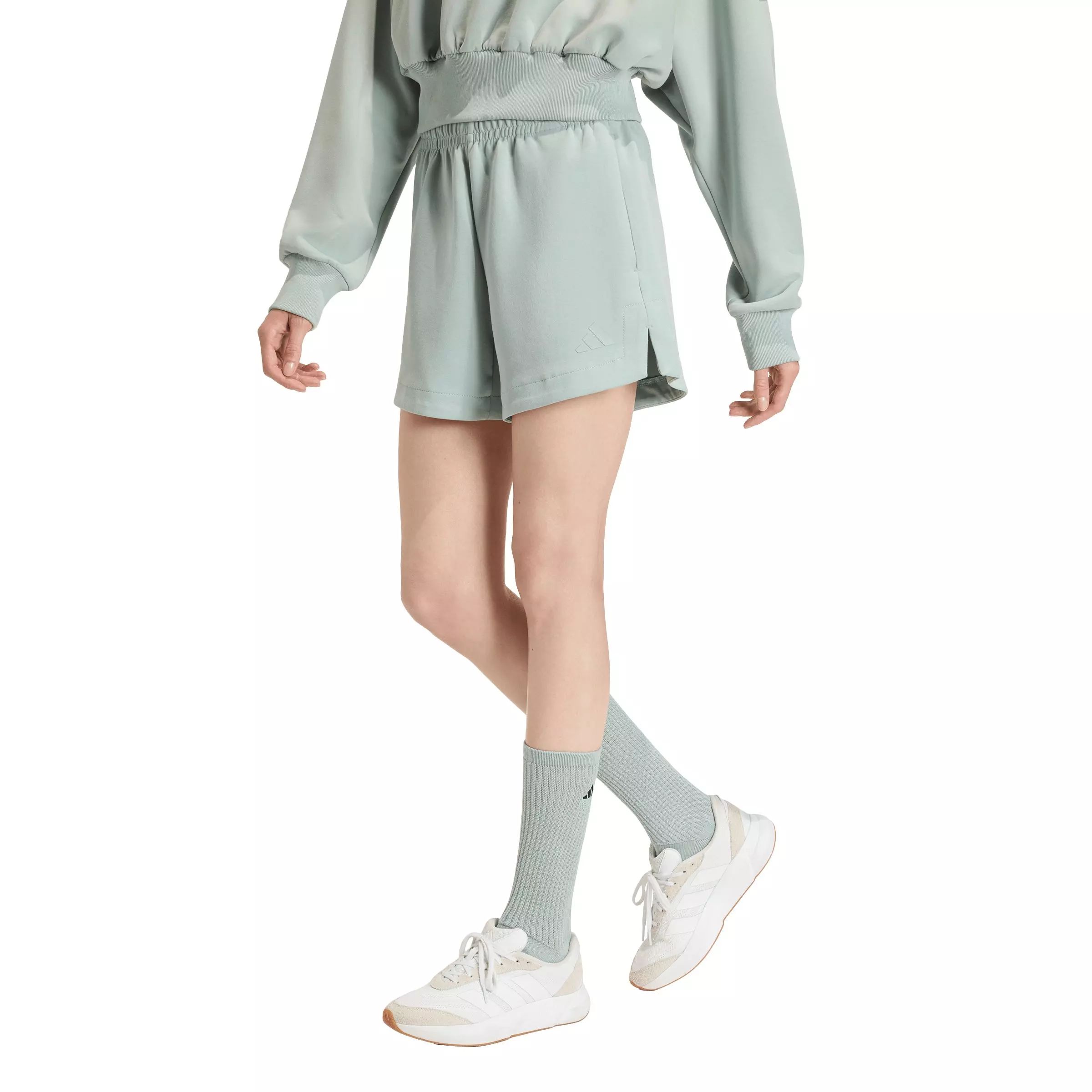 adidas Women's Soft Lux Loose Shorts - Sage Green - SAGE GREEN