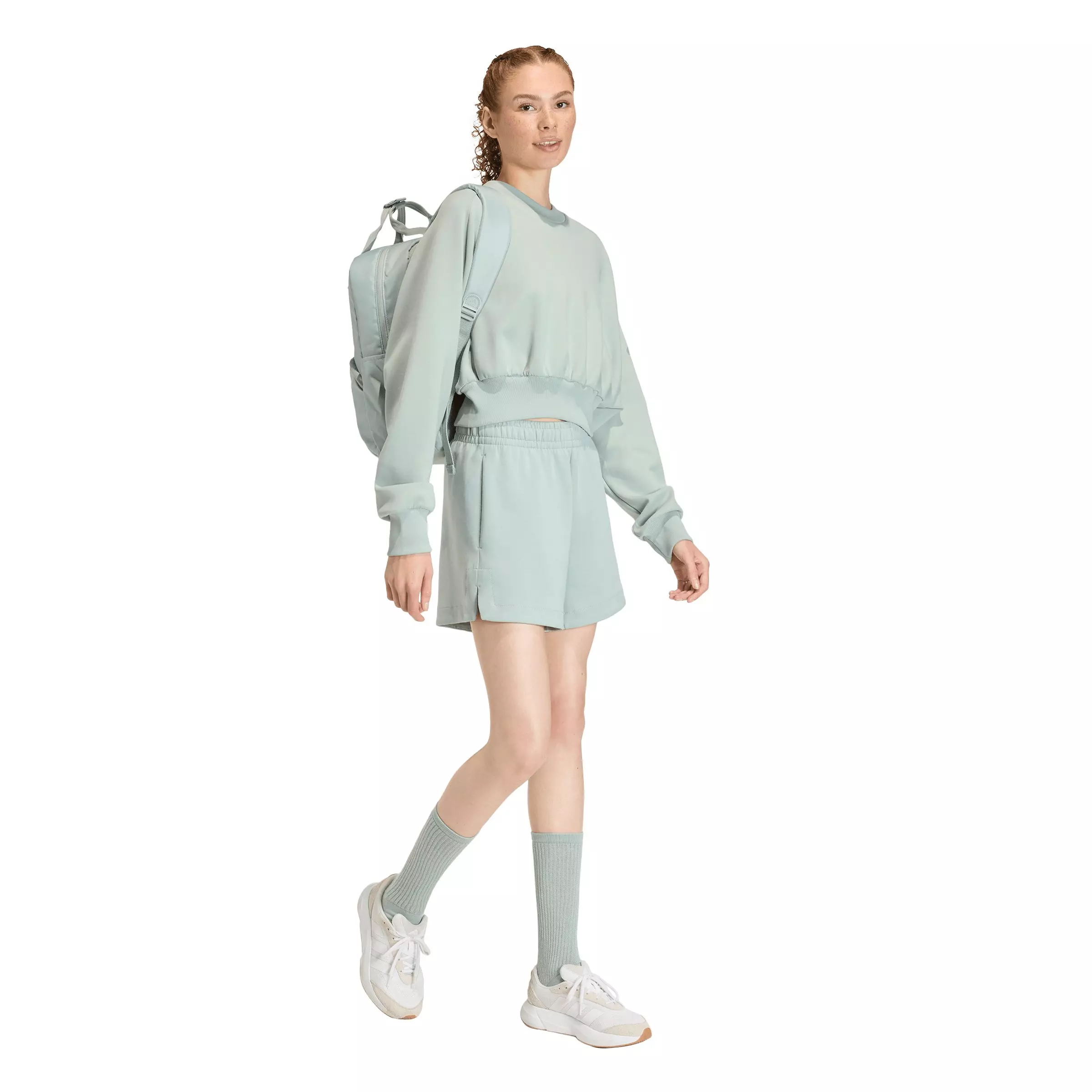 adidas Women's Soft Lux Loose Shorts - Sage Green - SAGE GREEN