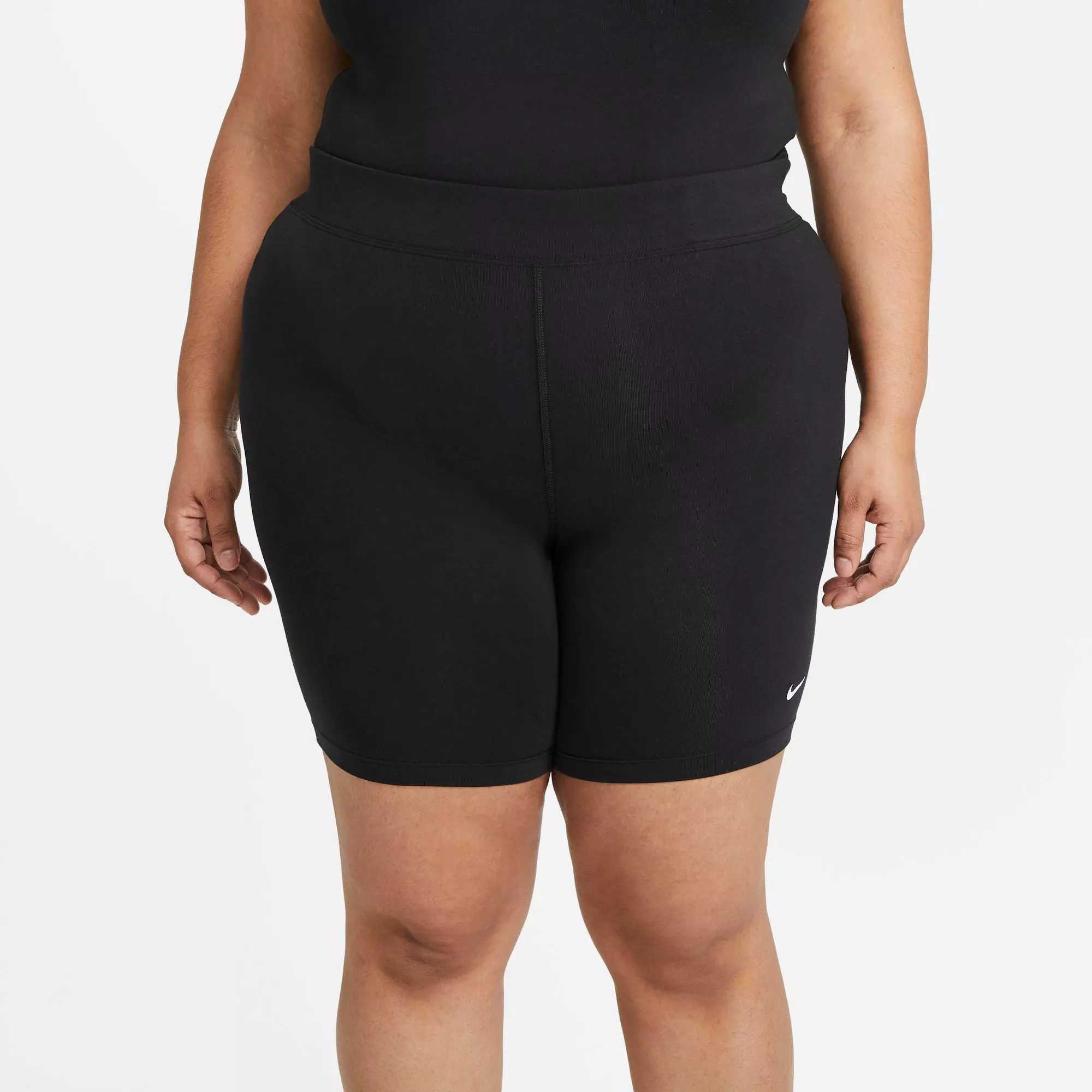 Nike Women's Sportswear Essential Mid-Rise Bike Shorts-Plus Size - BLACK