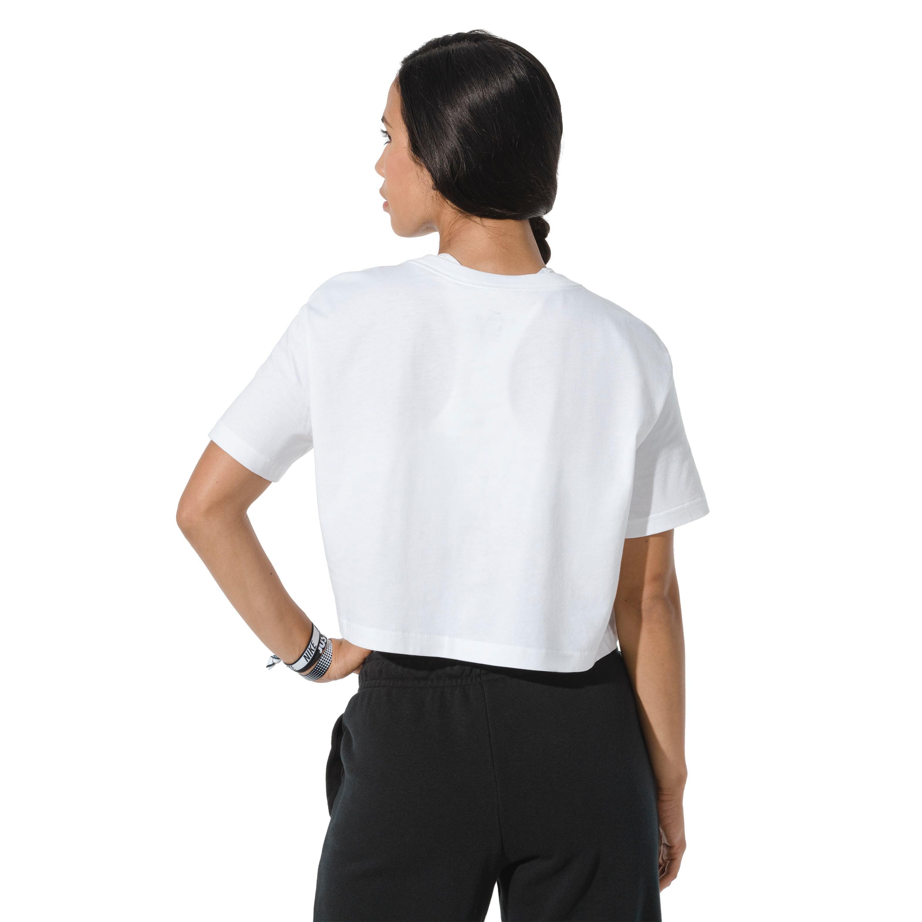 Nike Womens Sportswear Essential Cropped T-Shirt, White (Large) :  : Clothing & Accessories