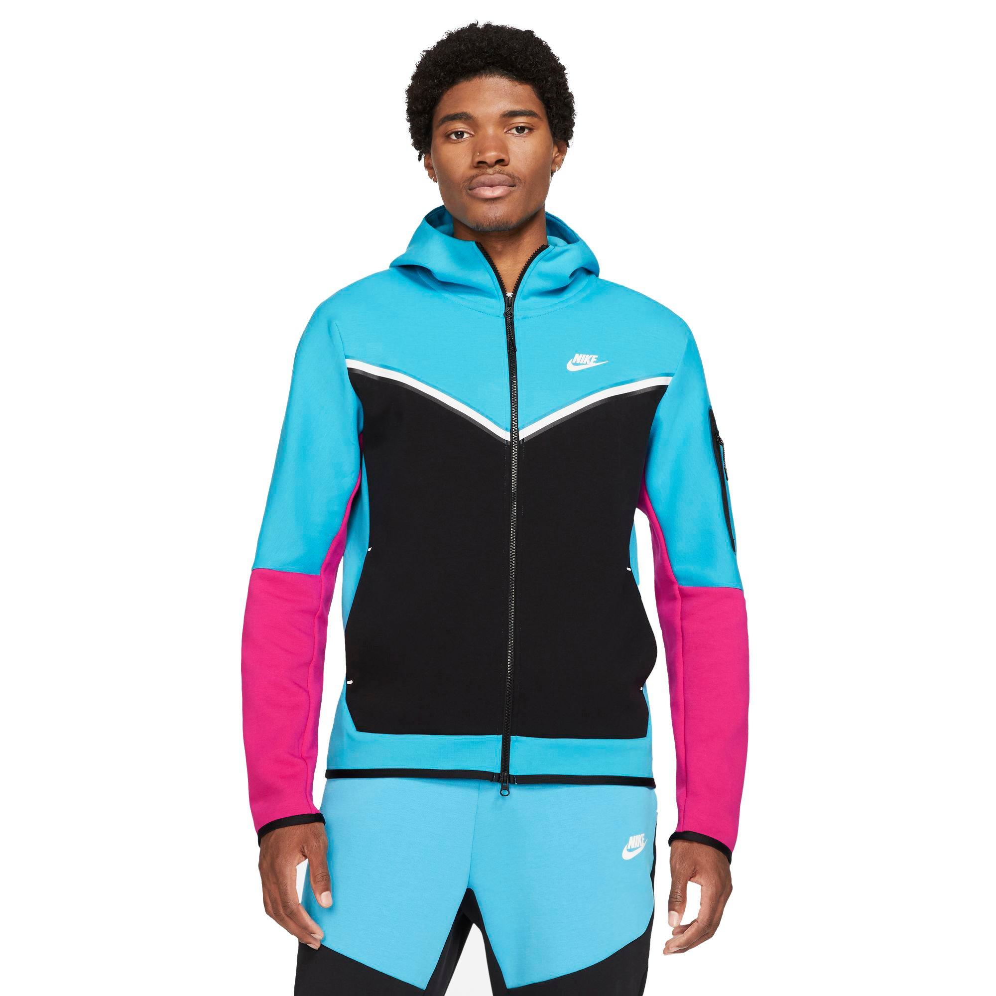 Nike hoodie blue clearance and pink sleeve