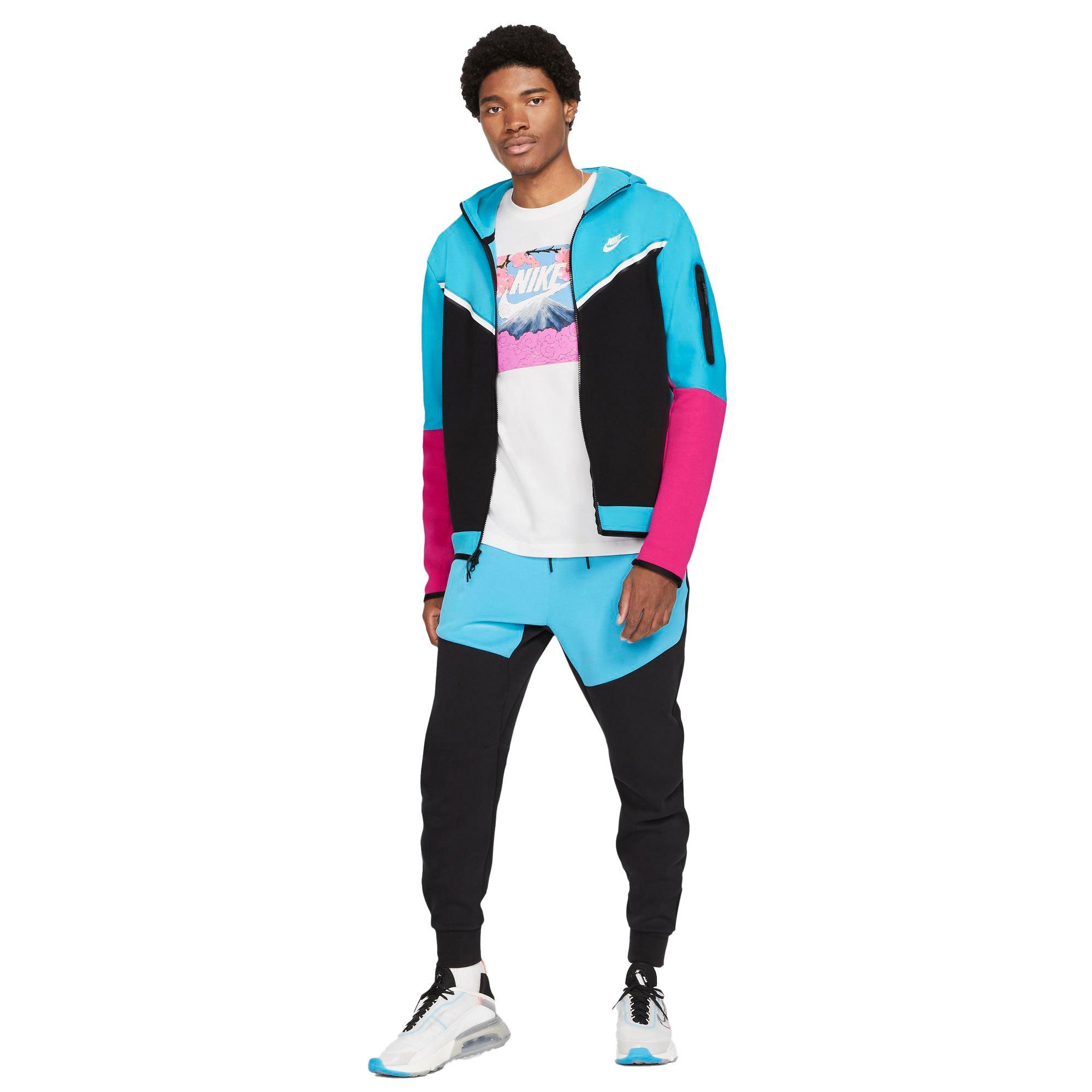 nike tech fleece blue and pink