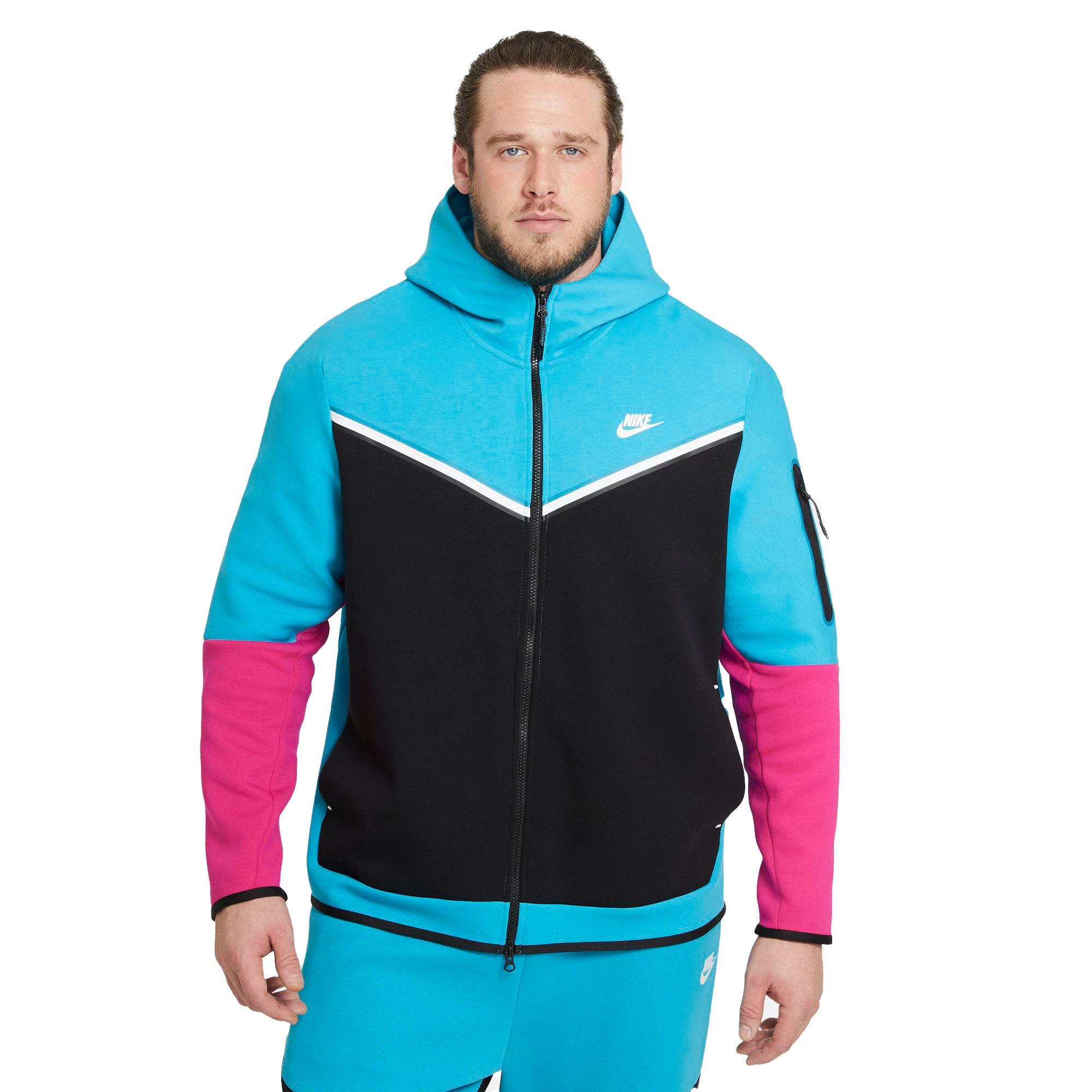 Nike Men s Sportswear Tech Fleece Full Zip Hoodie Blue Pink