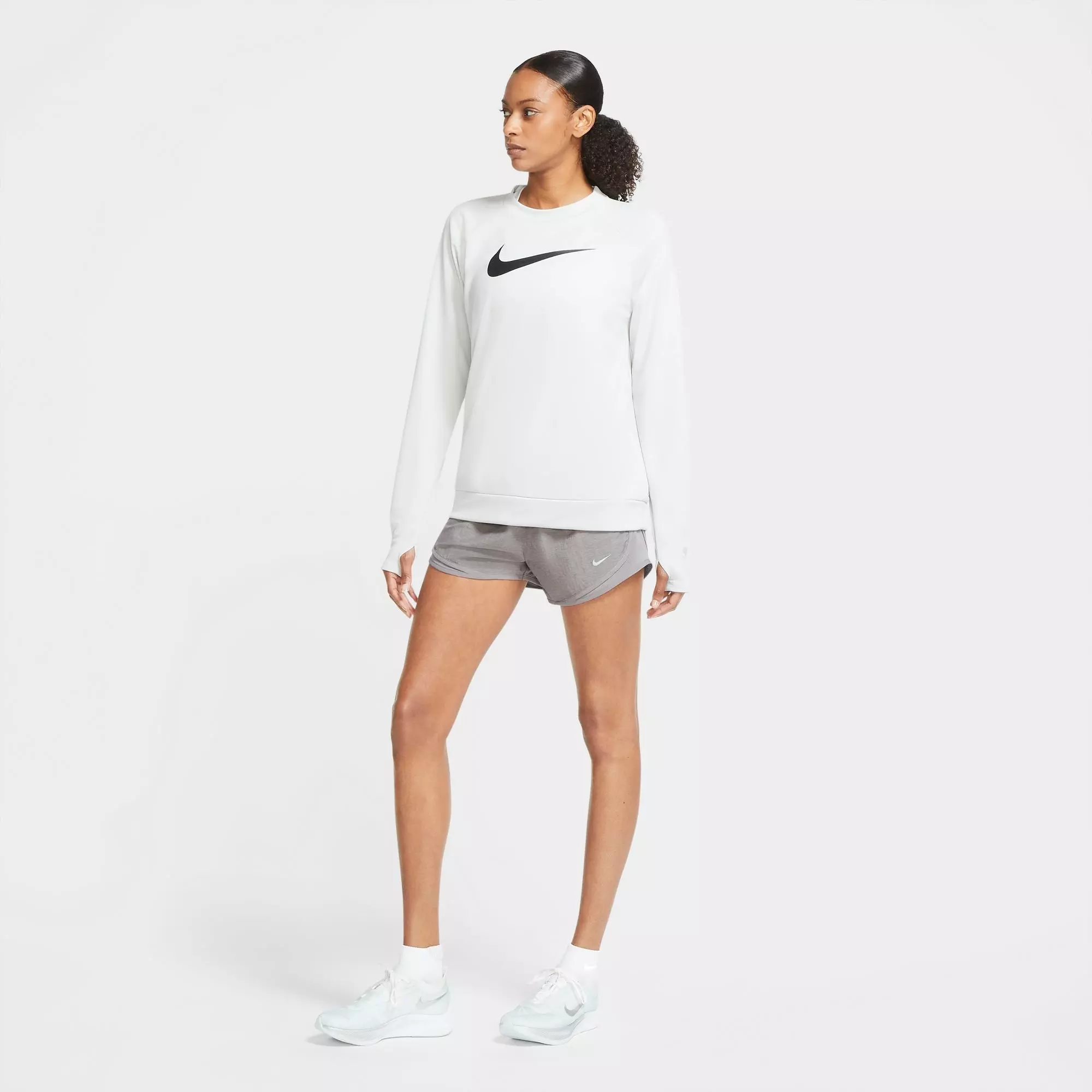 Nike Women's Tempo Heathered Grey Running Shorts - GREY