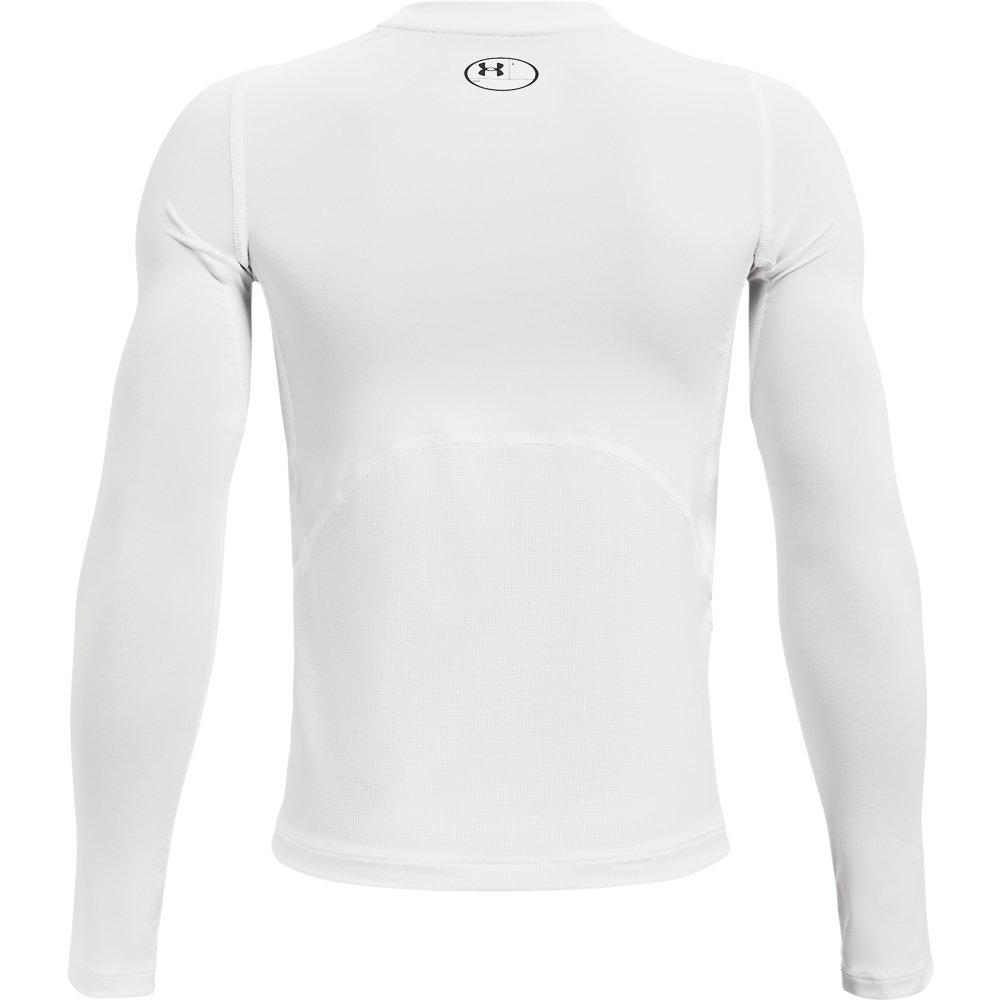 Under Armour Boys' HeatGear Long-Sleeve Compression Shirt - WHITE/BLACK Thumbnail View 2