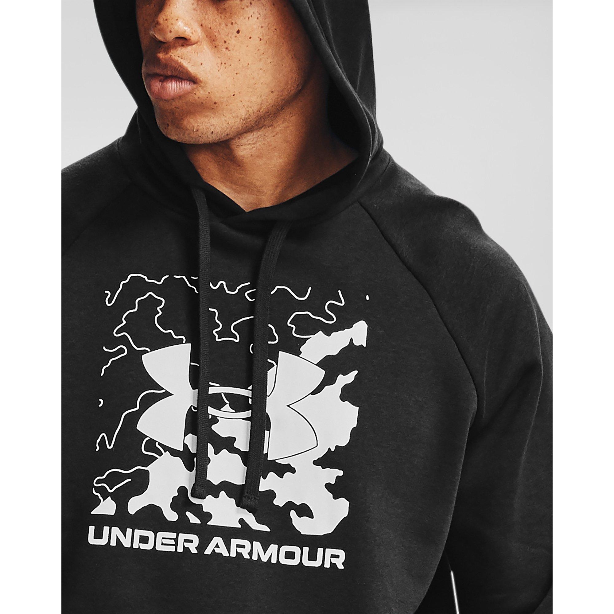 Hooded Jumper for Men with Pocket Under Armour Mens Rival Fleece Box Logo Hoodie Running Hoodie with Graphic Logo