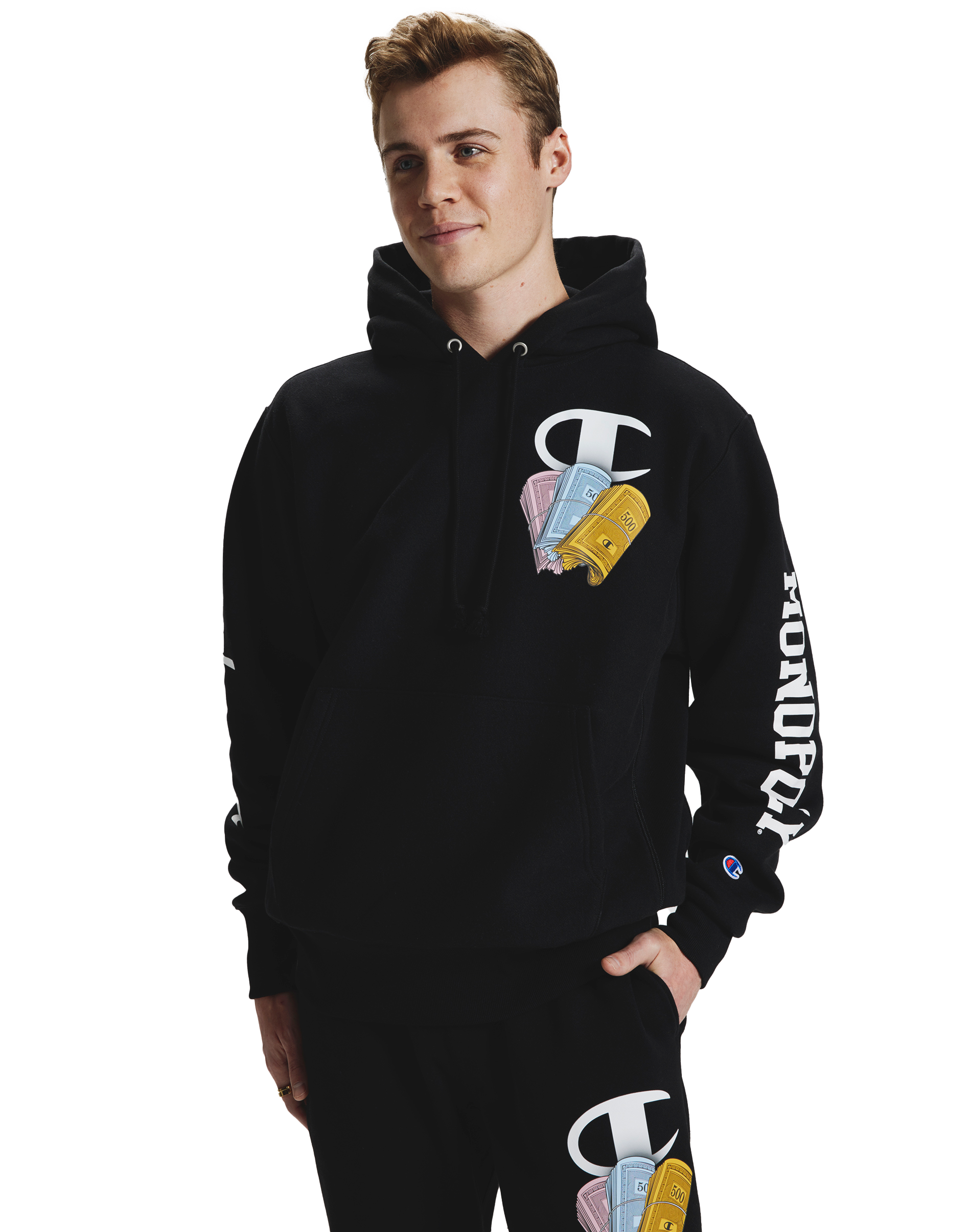 Black champion hoodie online outfit