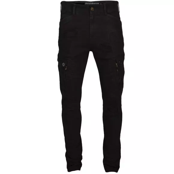 Grindhouse Men's Black Twill Angled Pocket Ripped Slim Jeans - Hibbett ...