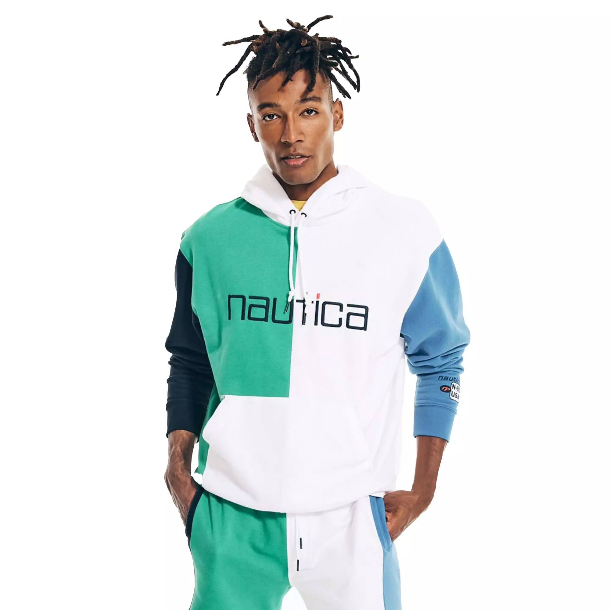 Nautica Men's Colorblock Hoodie-White - WHITE