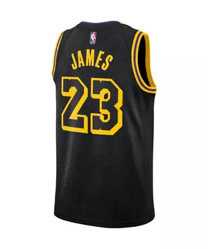 Lebron James Los Angeles Lakers Black Mamba Kobe Bryant Yellow Nike Jersey  (48)