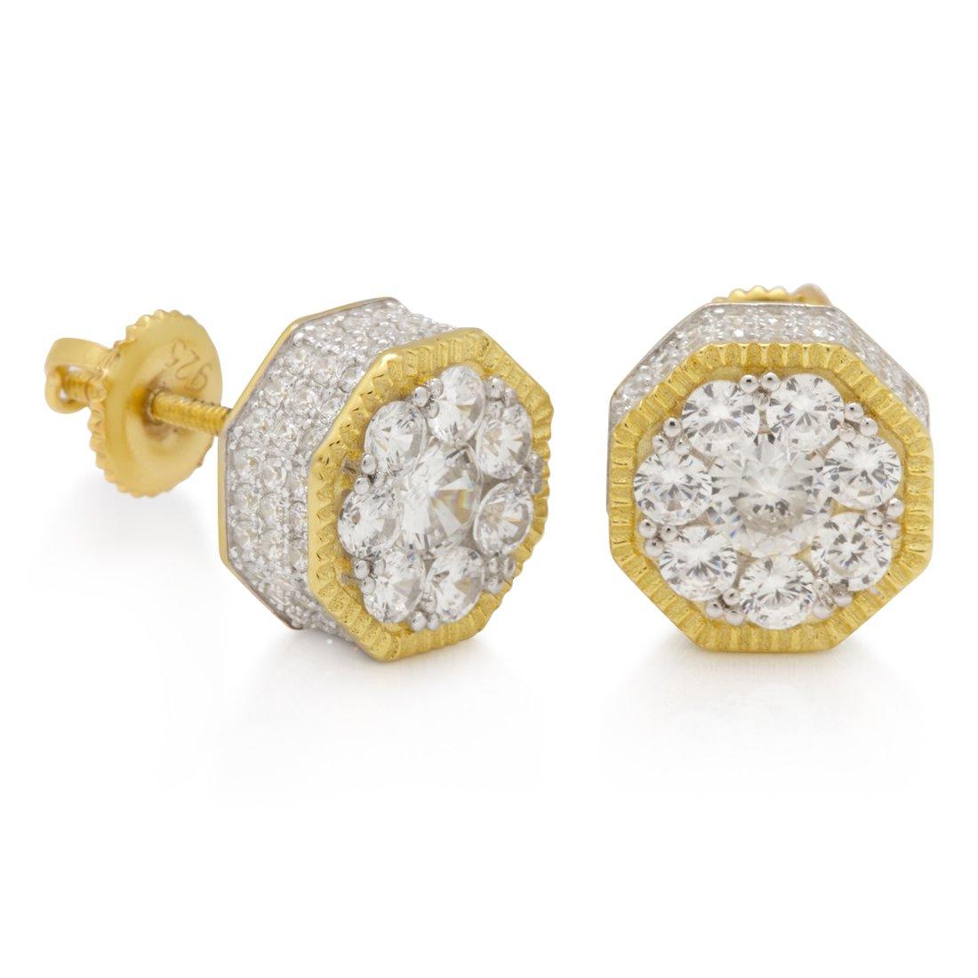 King Ice Hexagon Stud Earrings - GOLD Thumbnail View 1