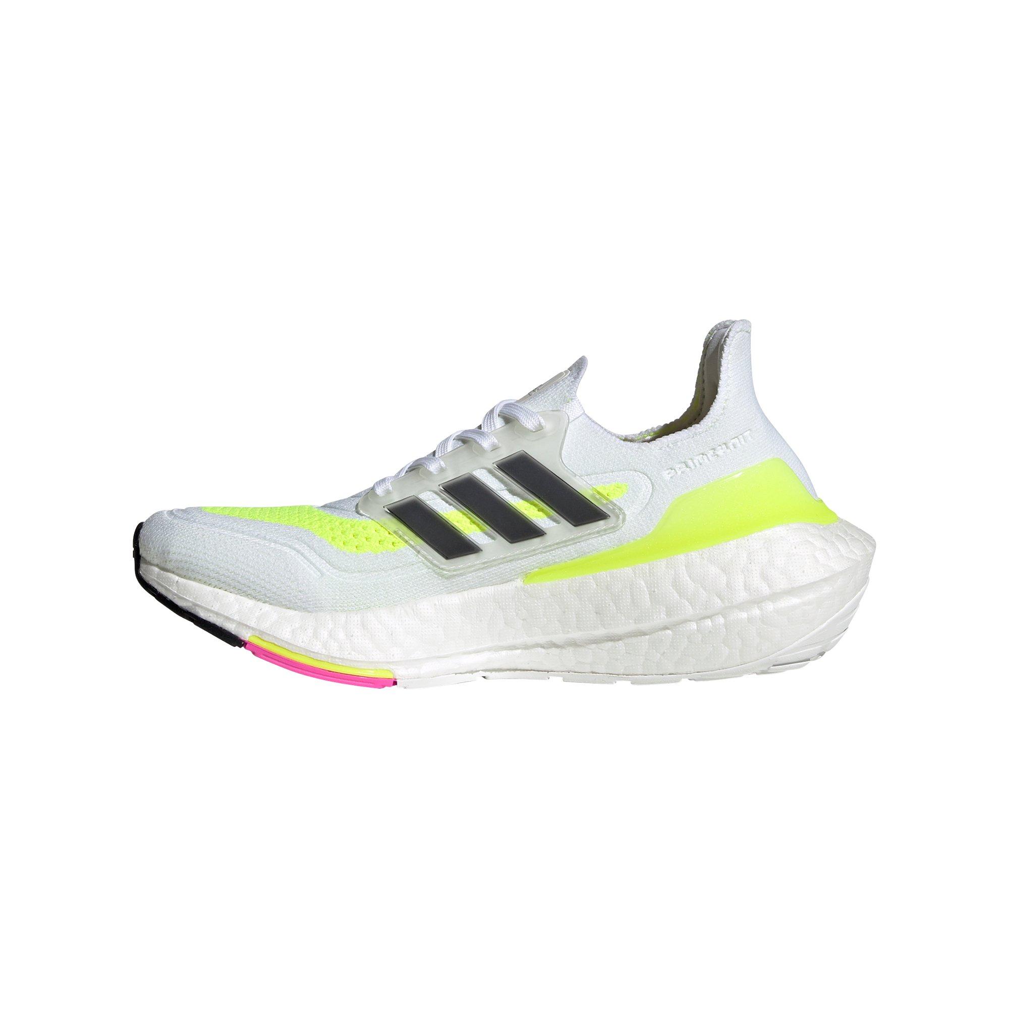 adidas Ultraboost 21 "White/Core Black/Solar Yellow" Grade School Kids' Shoe - WHITE/LIME Thumbnail View 2