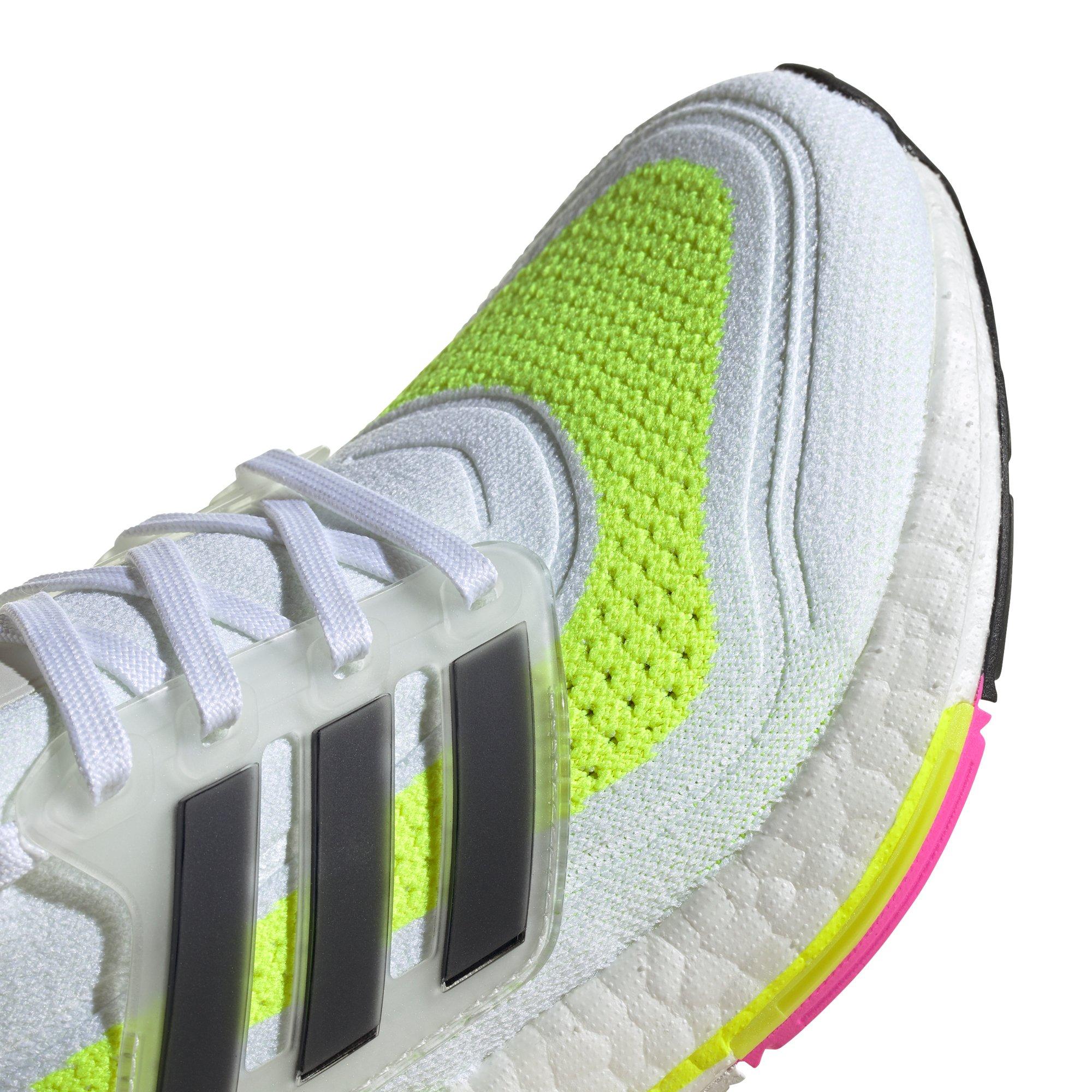 adidas Ultraboost 21 "White/Core Black/Solar Yellow" Grade School Kids' Shoe - WHITE/LIME Thumbnail View 3