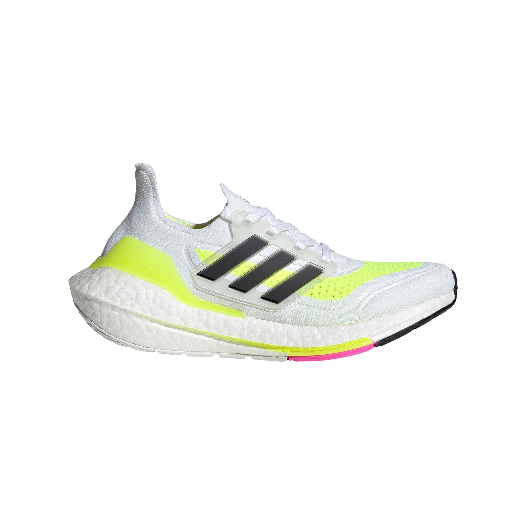 adidas Ultraboost 21 "White/Core Black/Solar Yellow" Grade School Kids' Shoe - WHITE/LIME Thumbnail View 1