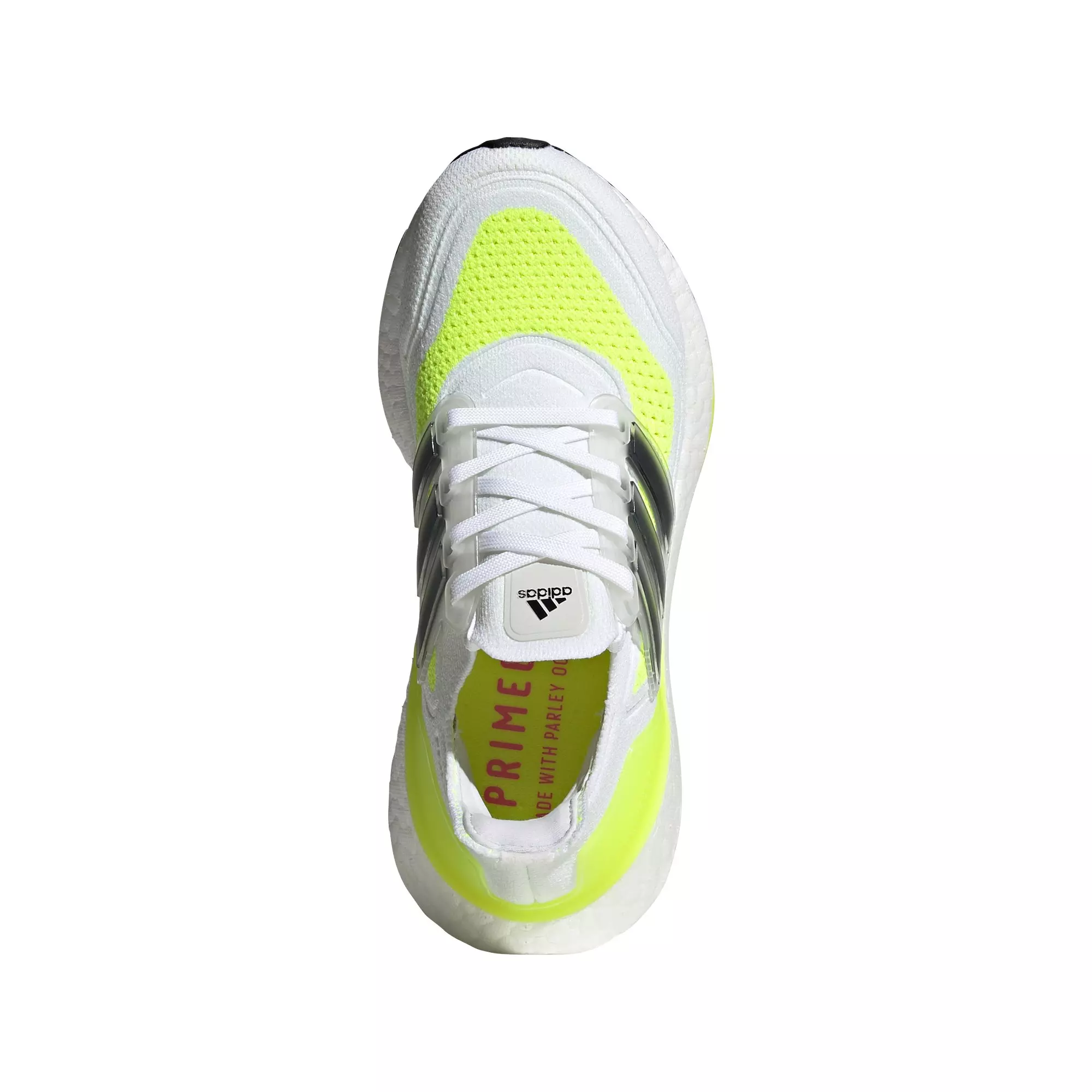 adidas Ultraboost 21 "White/Core Black/Solar Yellow" Grade School Kids' Shoe - WHITE/LIME