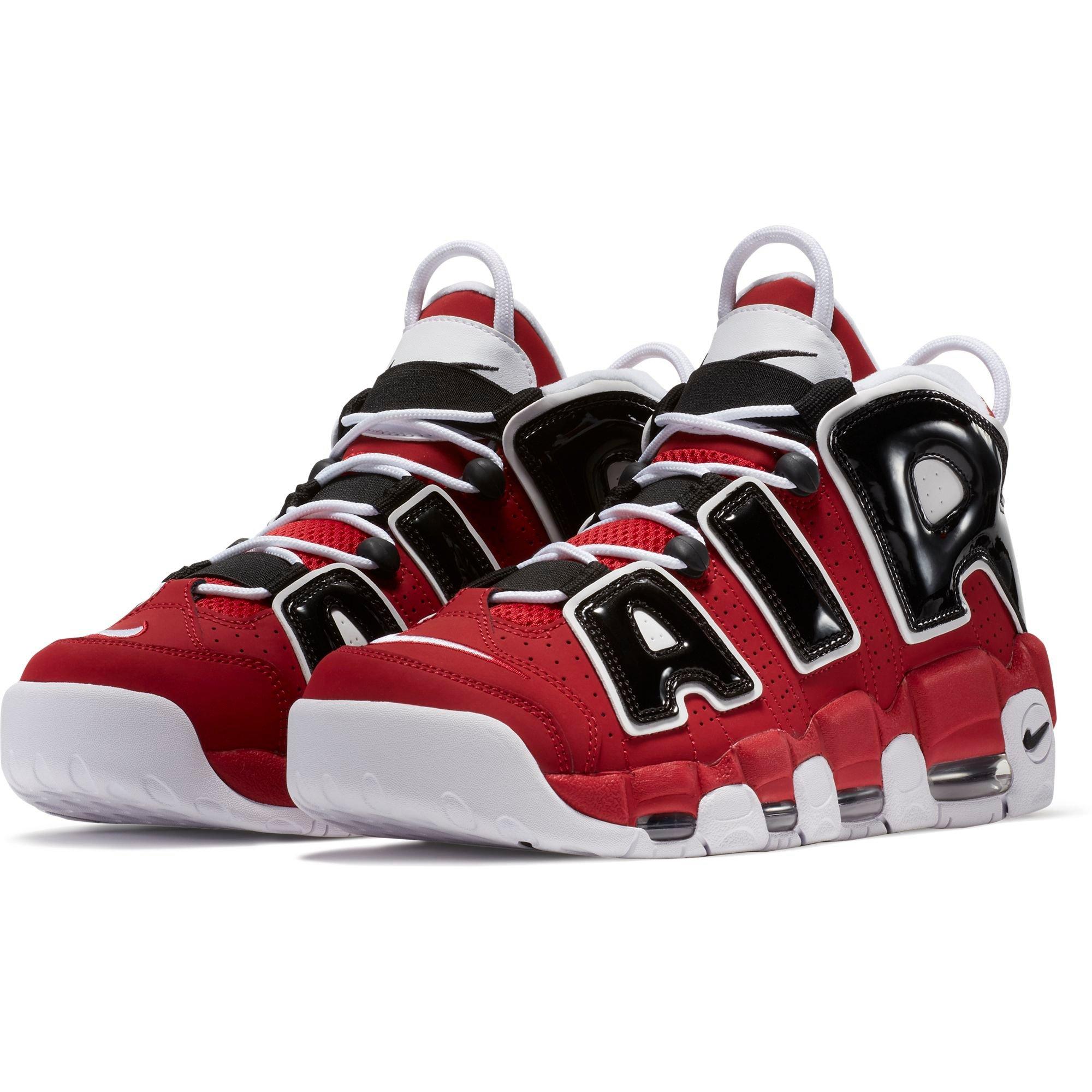 nike air more uptempo black and varsity red