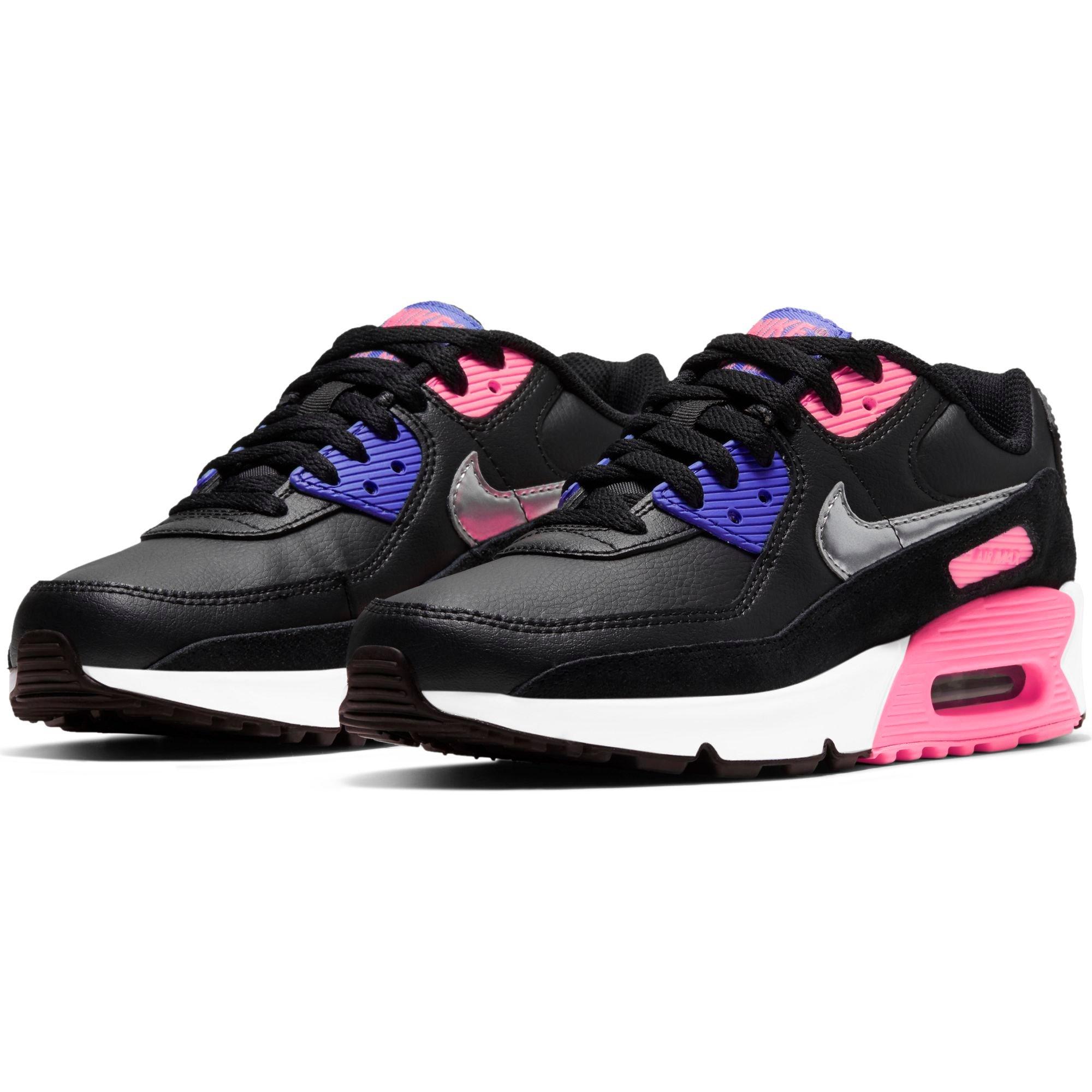 Hibbett preschool nike air max thea shoes size 13 black 2025 with pink swoosh