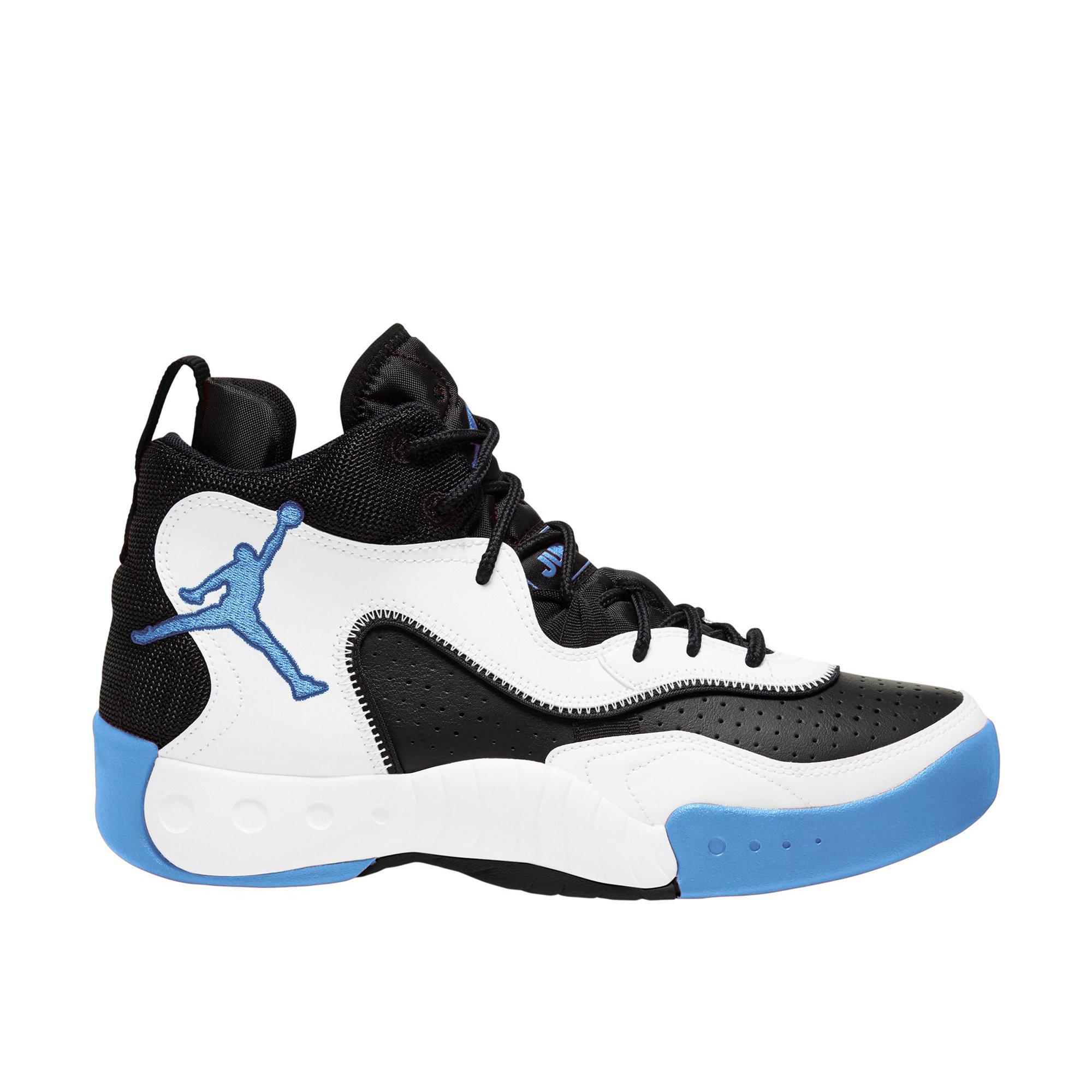 black and white and blue jordans