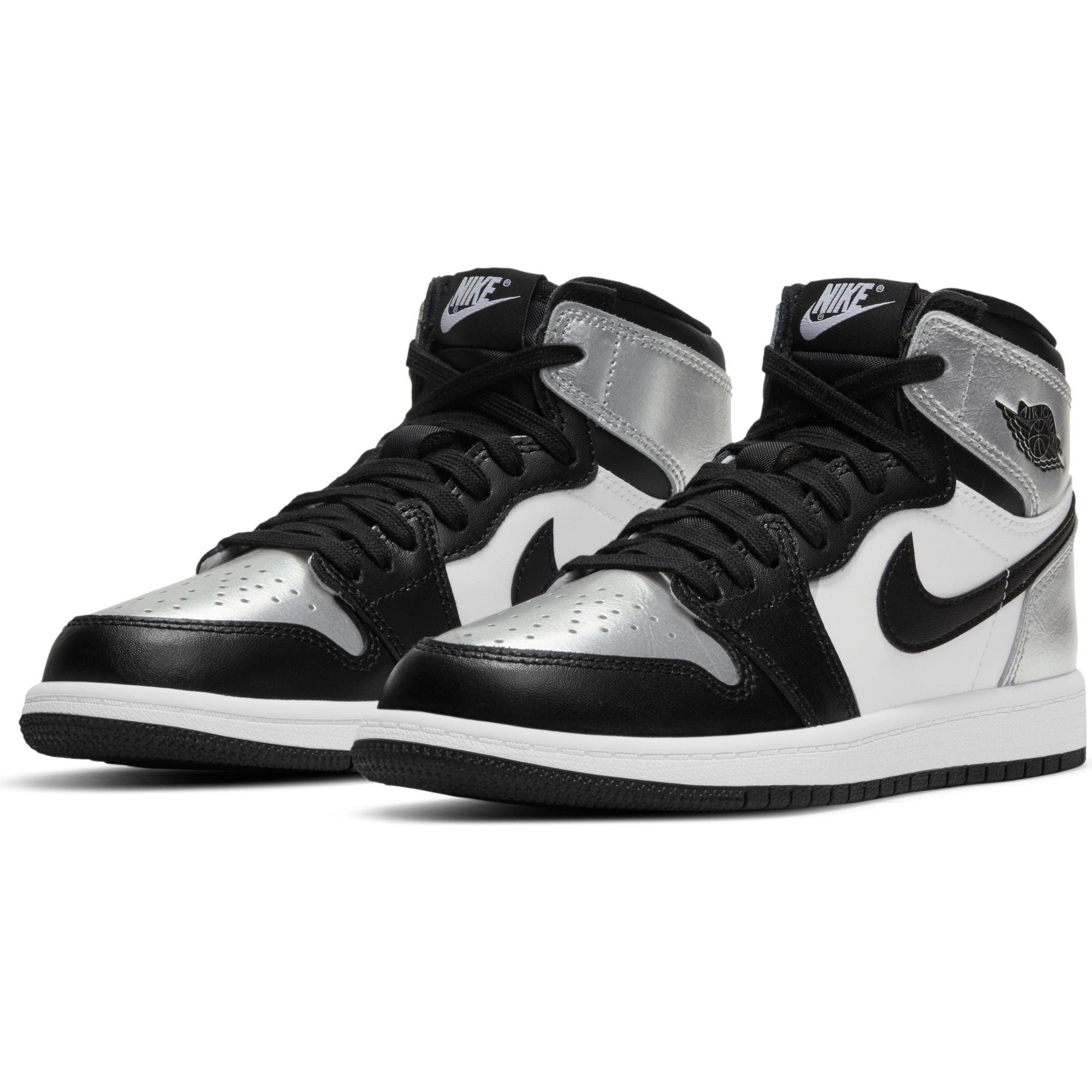 Jordan 1 High Og Black Metallic Silver Preschool Girls Shoe Hibbett City Gear