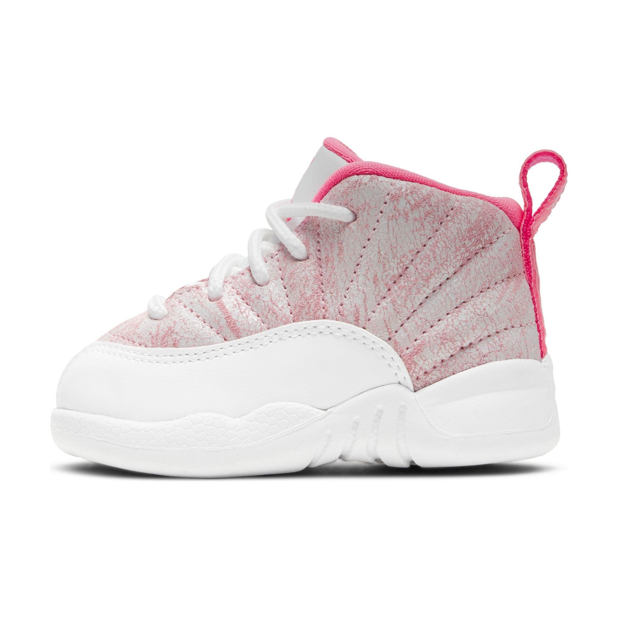 infant pink and white jordan 12s