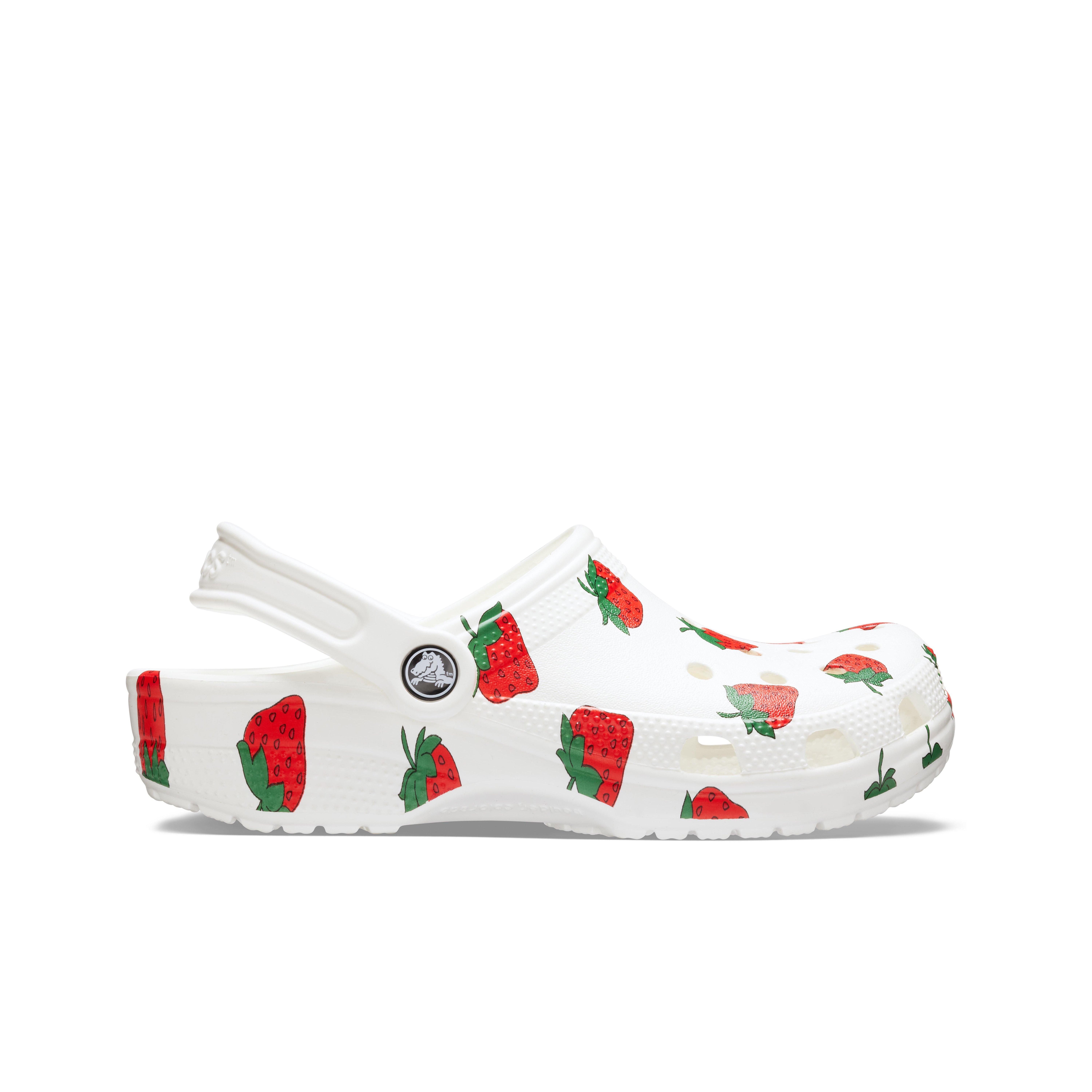 crocs with strawberries on them