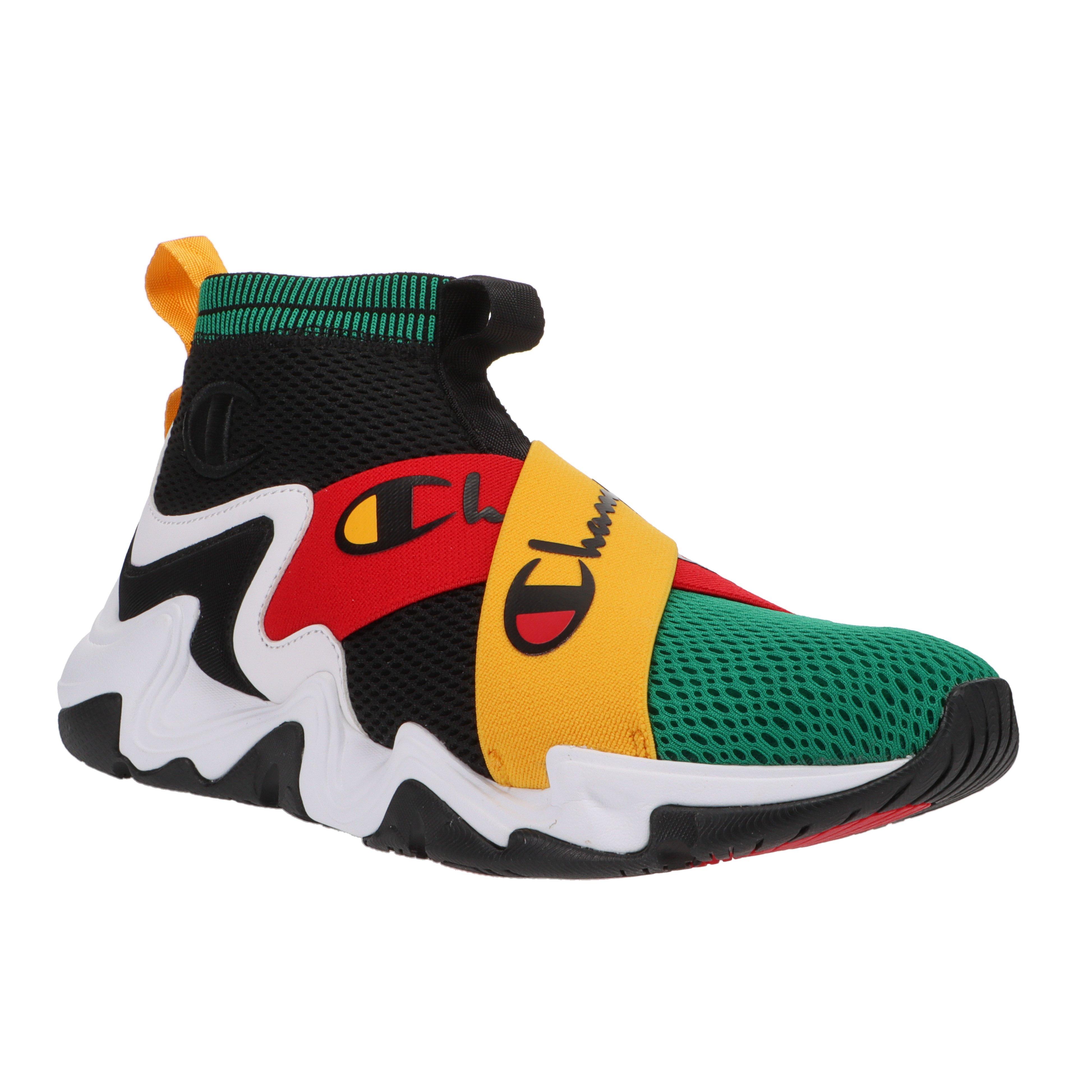 Red yellow and hot sale green shoes