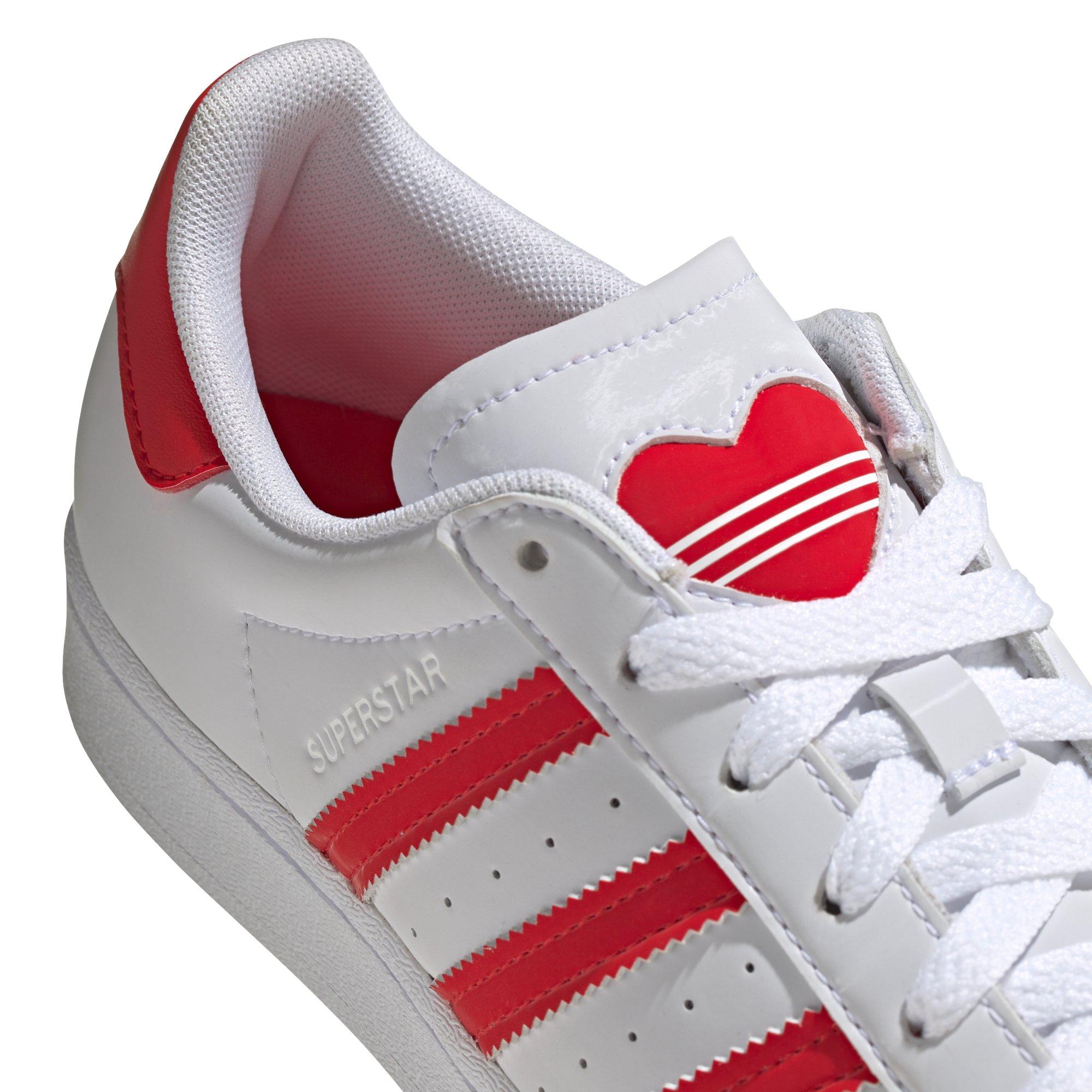 adidas superstar white red heart trainers for valentine’s day