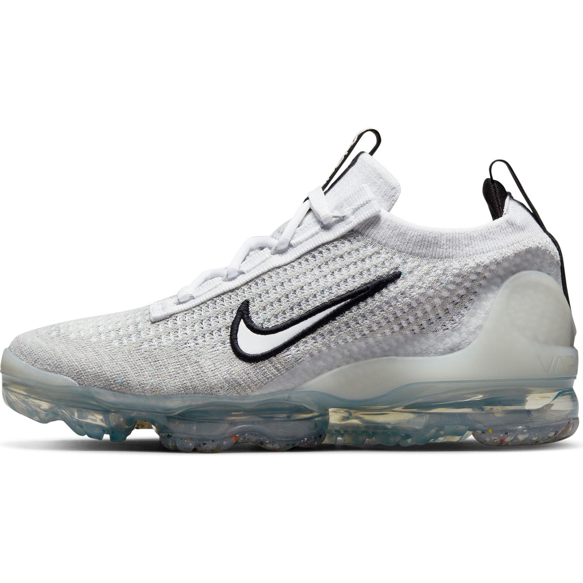 Nike Air VaporMax 2021 FlyKnit Grade School Kids' "White/Black/Metallic Silver" Shoe