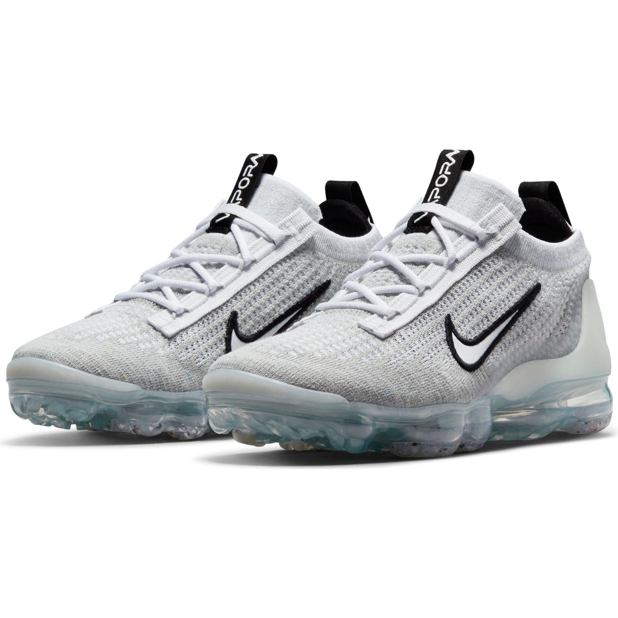 Nike Air VaporMax 2021 FlyKnit Grade School Kids' "White/Black/Metallic Silver" Shoe