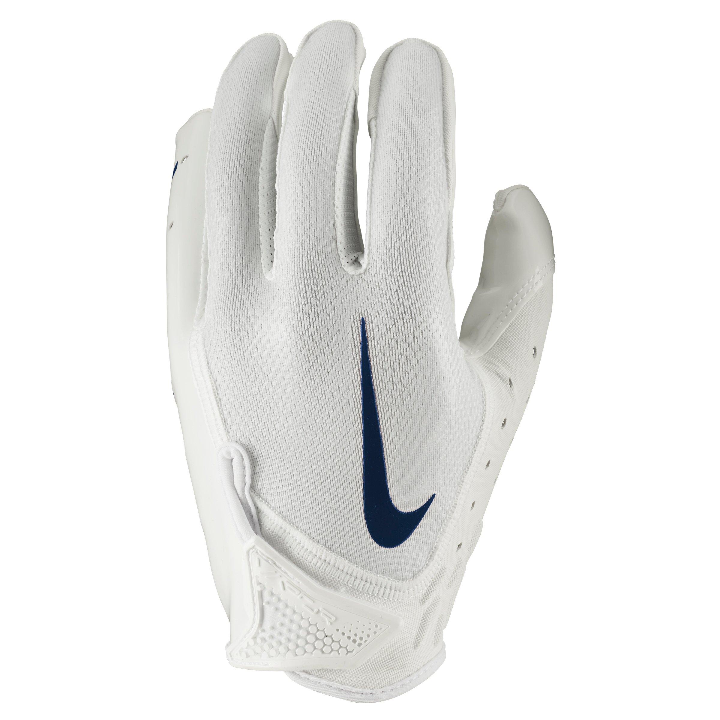 REEBOK BREEZE NFL ISSUED RECEIVER FOOTBALL GLOVES, RF1778, XXL, WHITE / NAVY