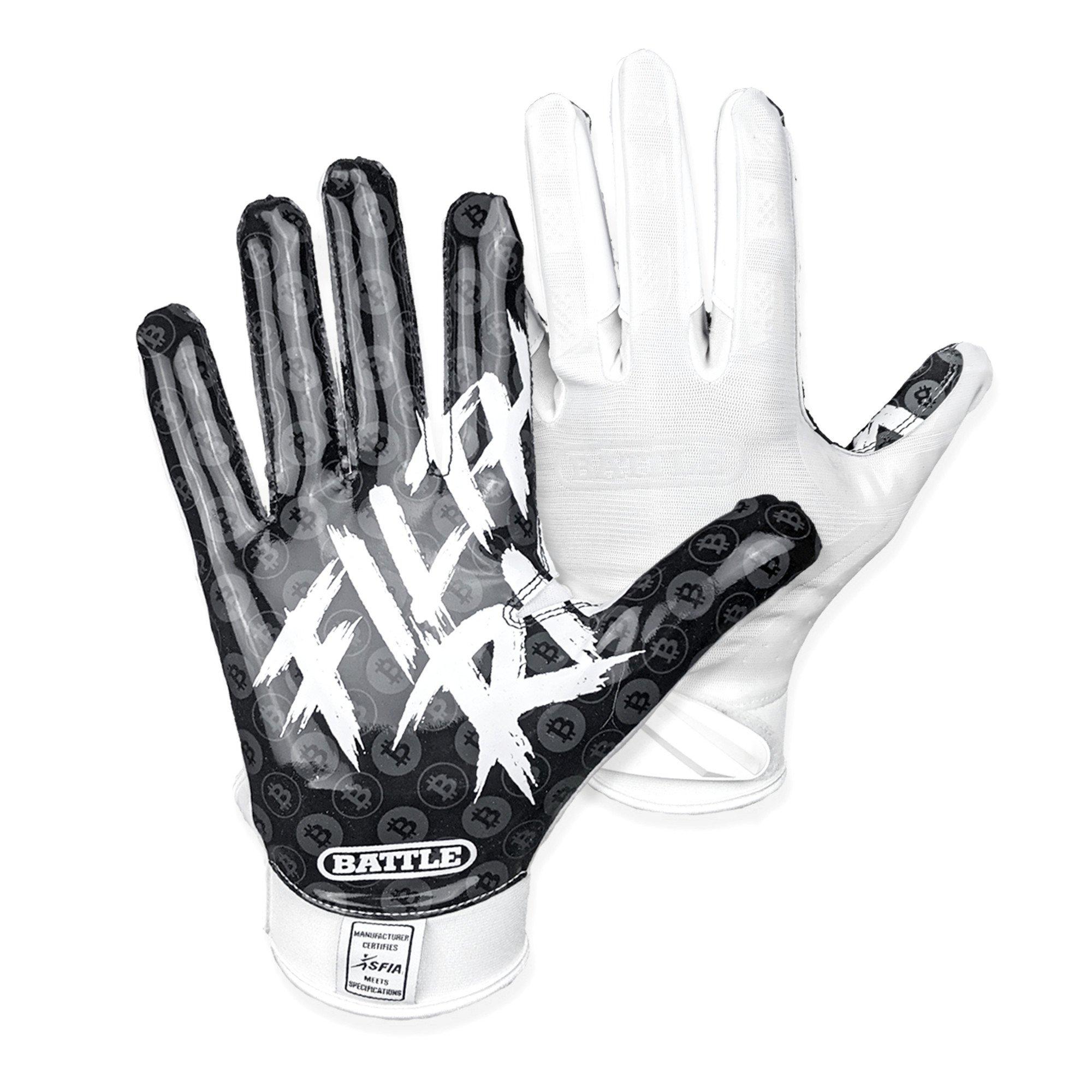 Battle Ultra-Stick Youth Football Receiver Gloves Black XL