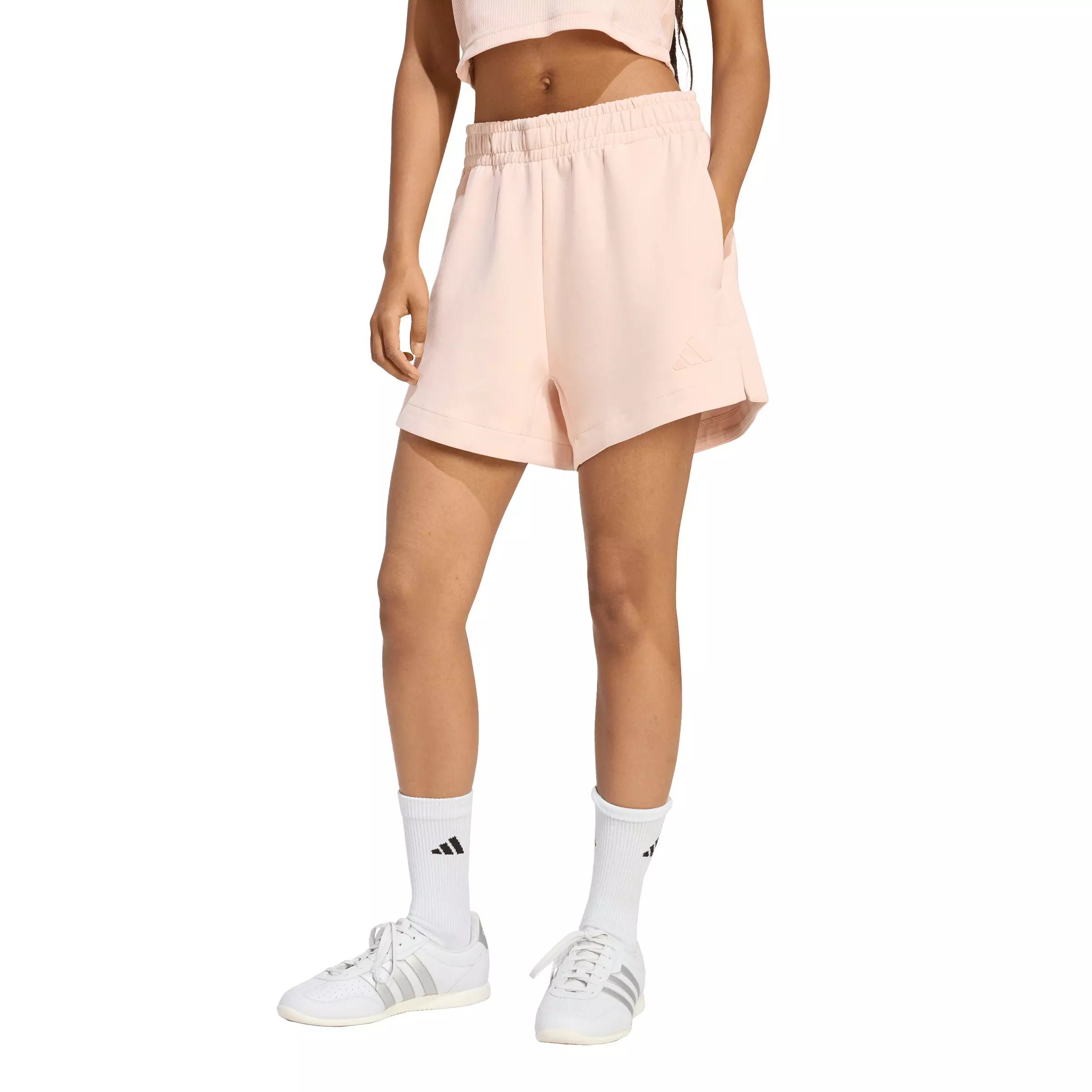 adidas Women's Soft Lux Loose Shorts - Blush Pink - PINK