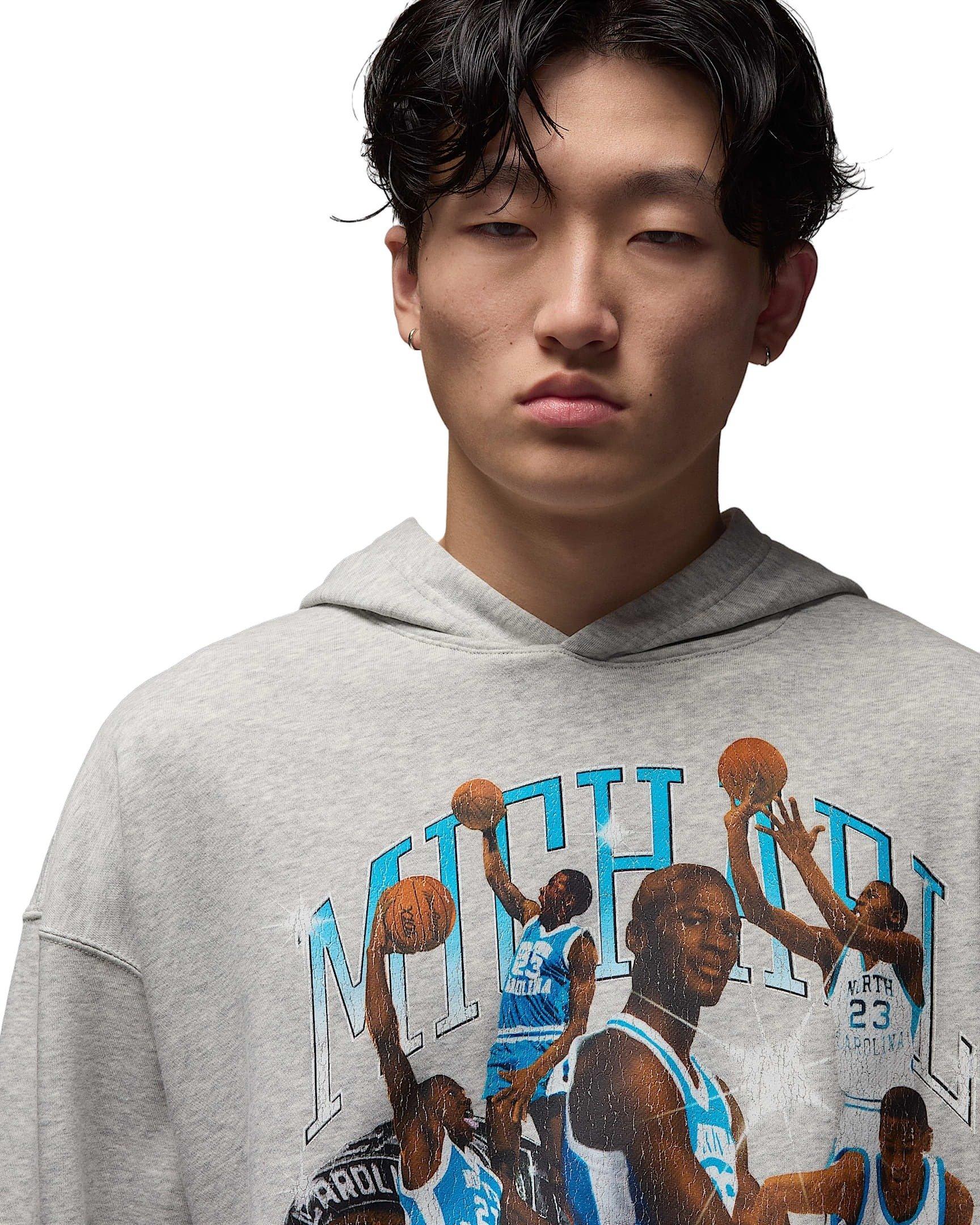 Jordan Men's Flight Oversized Pullover Hoodie - Grey - GREY Thumbnail View 3